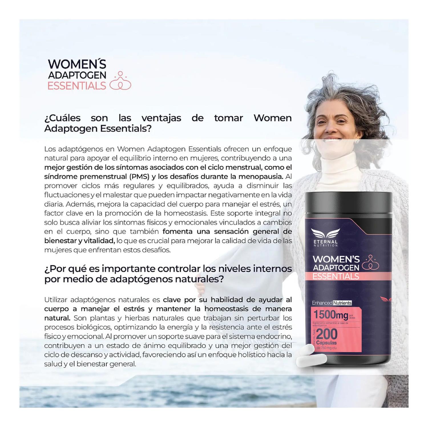 Women's Essentials: Maca y Adaptógenos para Mujer, Schisandra + Shatavari + Reishi, 200 Cápsulas — imagen 6