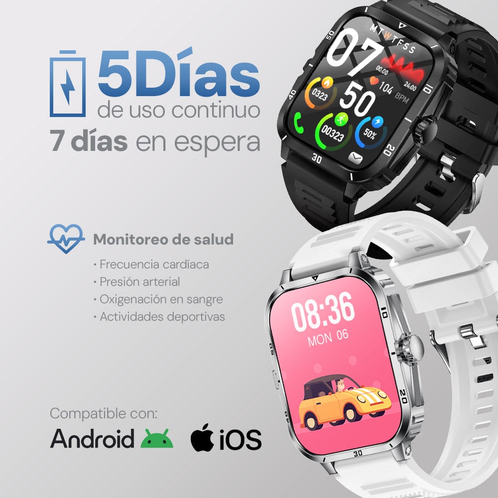 Smartwatch Reloj Kronos Insignia STF Pantalla 2" Resistencia al agua IP65 Negro — imagen 7
