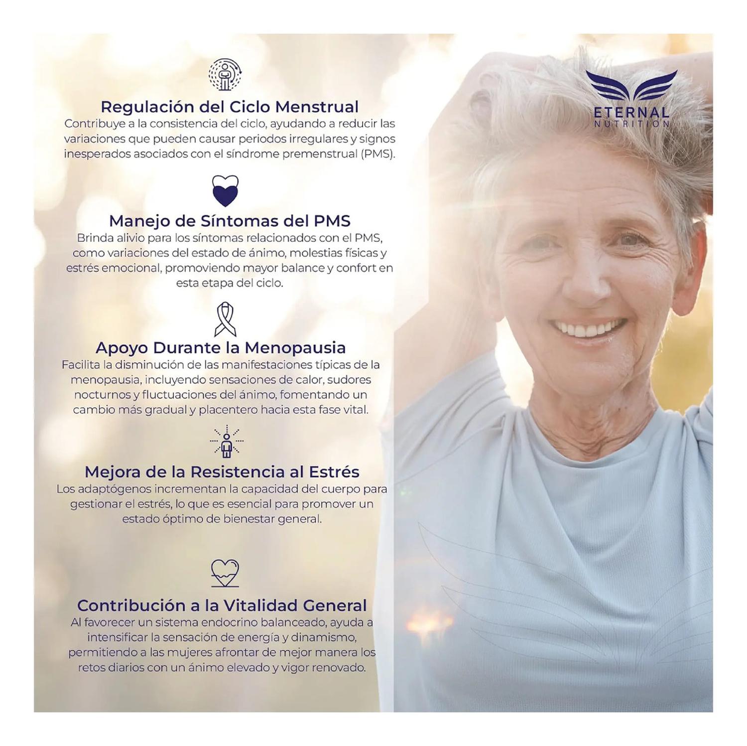 Women's Essentials: Maca y Adaptógenos para Mujer, Schisandra + Shatavari + Reishi, 200 Cápsulas — imagen 3
