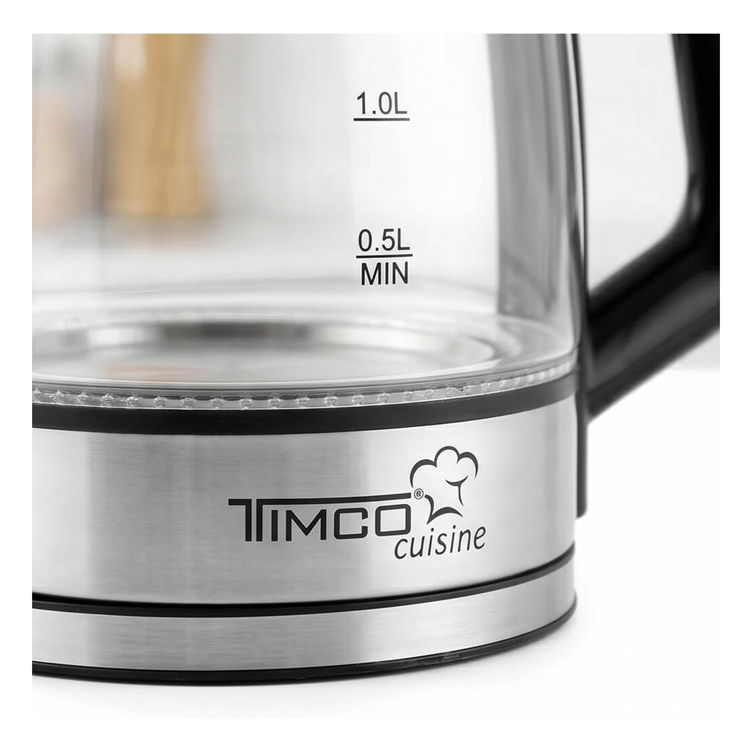 Tetera Electrica TIMCO JE901 Jarra de Vidrio Capacidad 2 L 1100W Potencia Apagado Automático — imagen 4