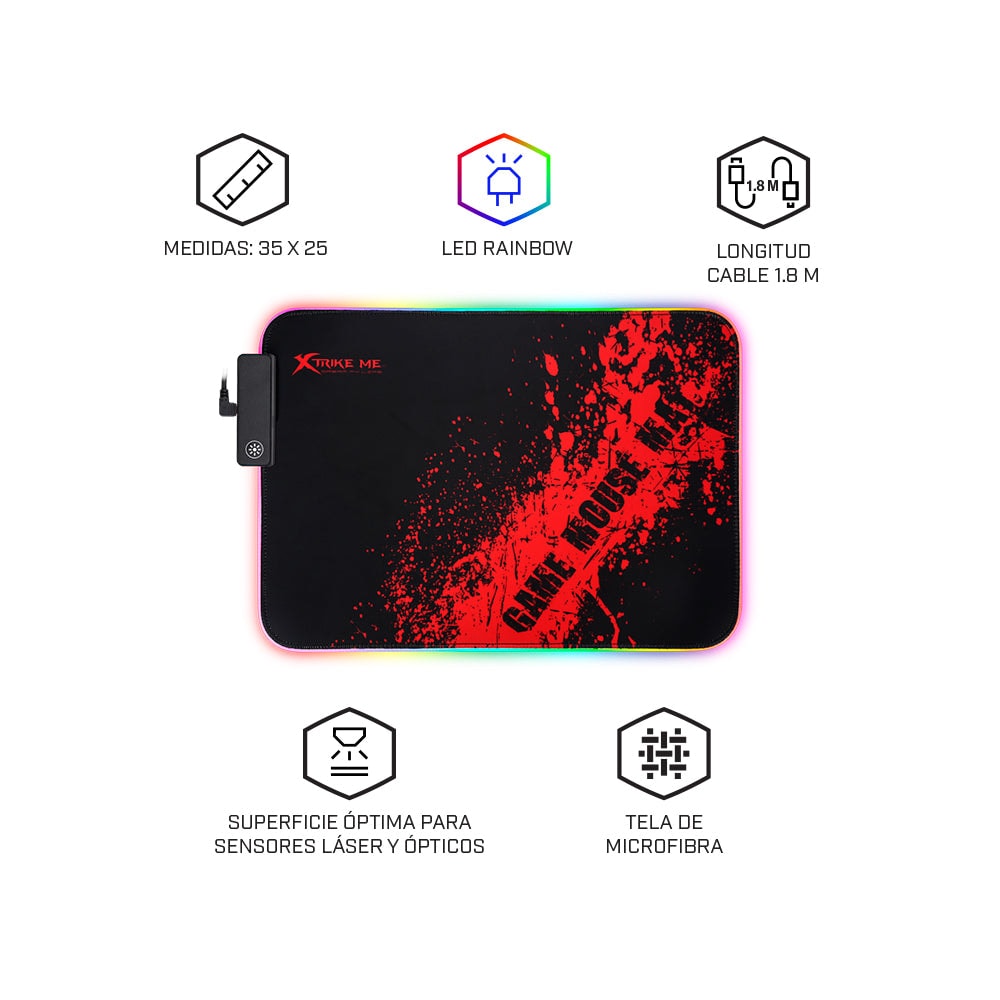 Mousepad gamer XTRIKE ME MP-602 luz rgb gaming para computadora — imagen 3