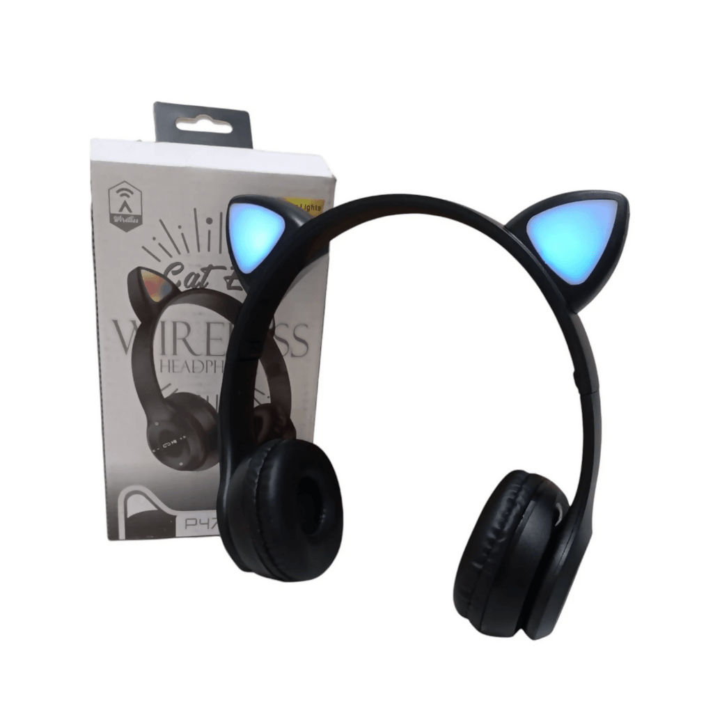 Audífonos Gatica Bluetooth, luces led, Radio FM, diadema plegables.NEGROS. — imagen 4