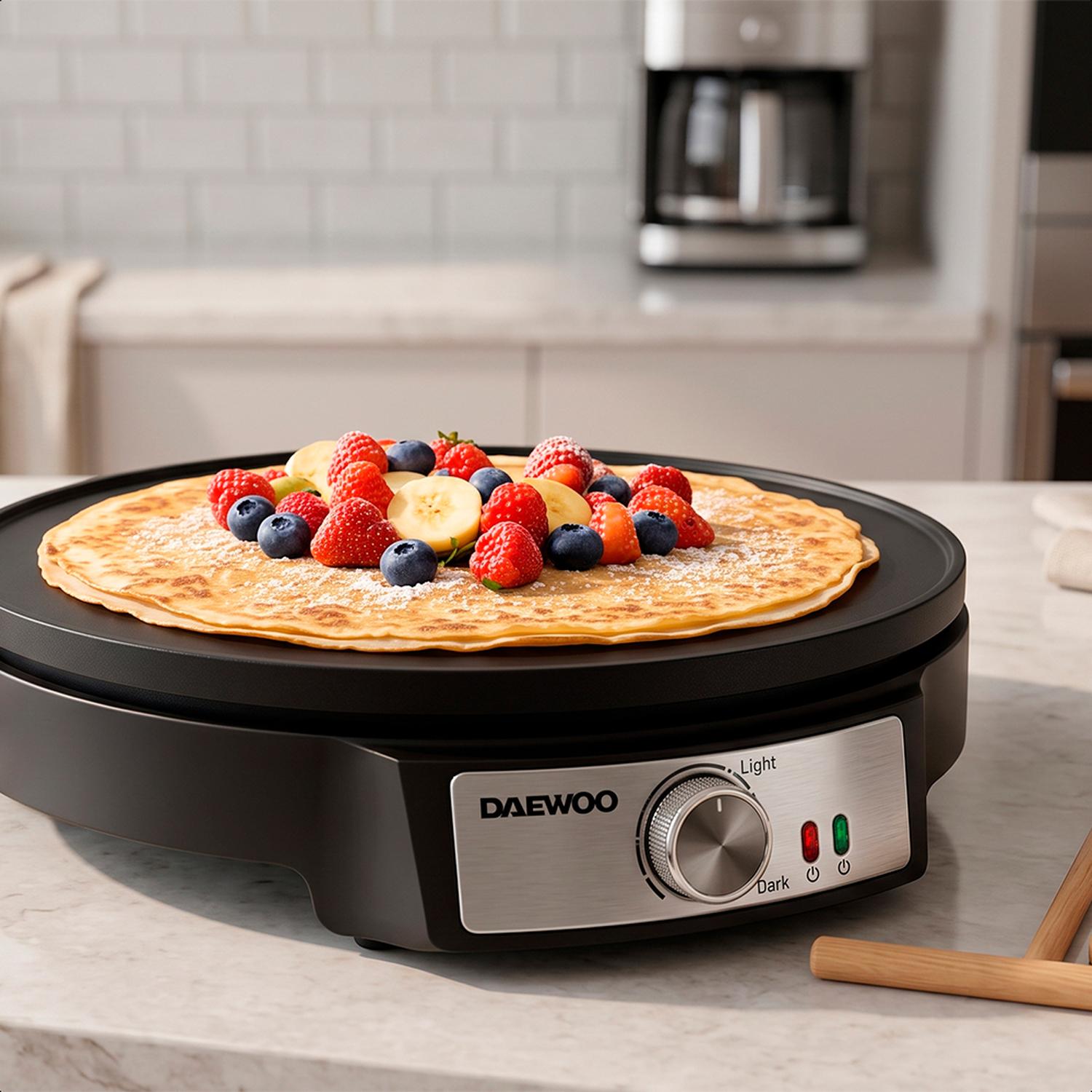 Crepera Eléctrica 2 en 1 Daewoo 30 cm 1200W DCRP-618 Con Accesorios — imagen 6