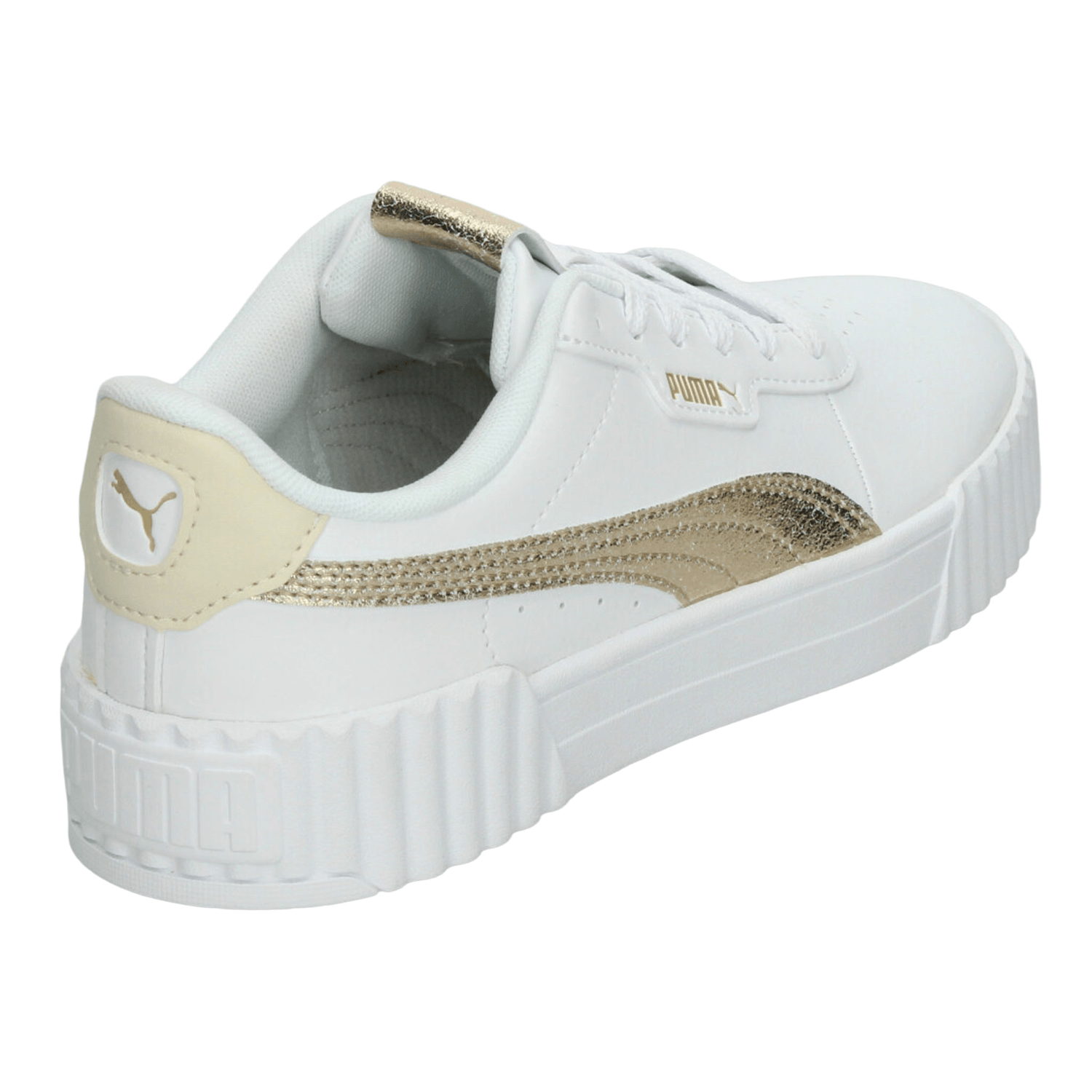 Tenis Dama Puma Carina 3.0 Blanco Dorado Casual Mujer — imagen 4