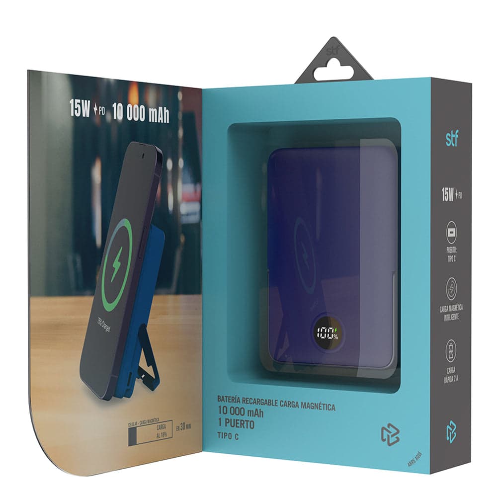 Batería Power Bank Portátil STF 10 000 mAh 20W Carga Magnética Azul — imagen 5