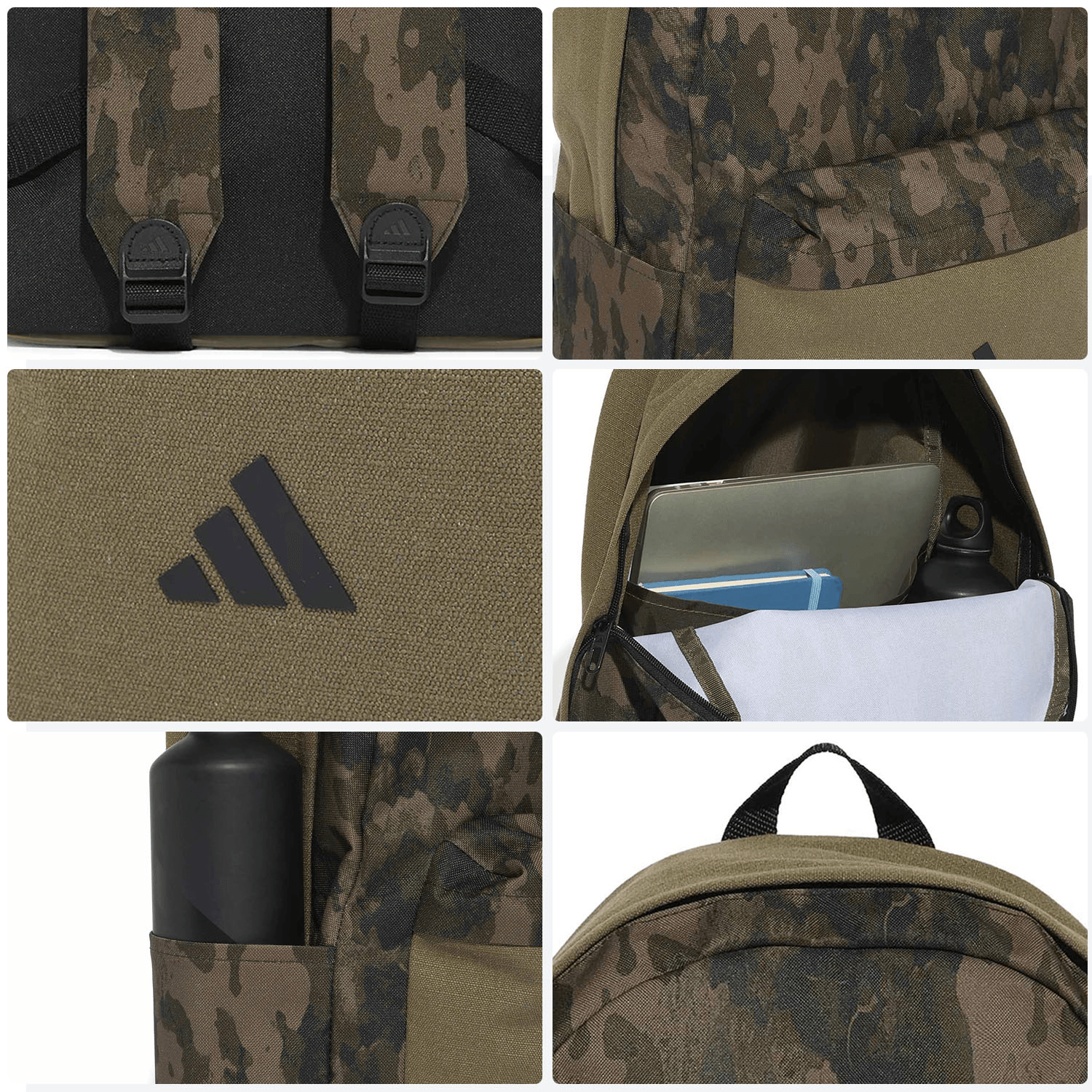 Mochila Adidas Camo Graphic Hombre Escolar Ligera Verde Caballero 32L — imagen 4