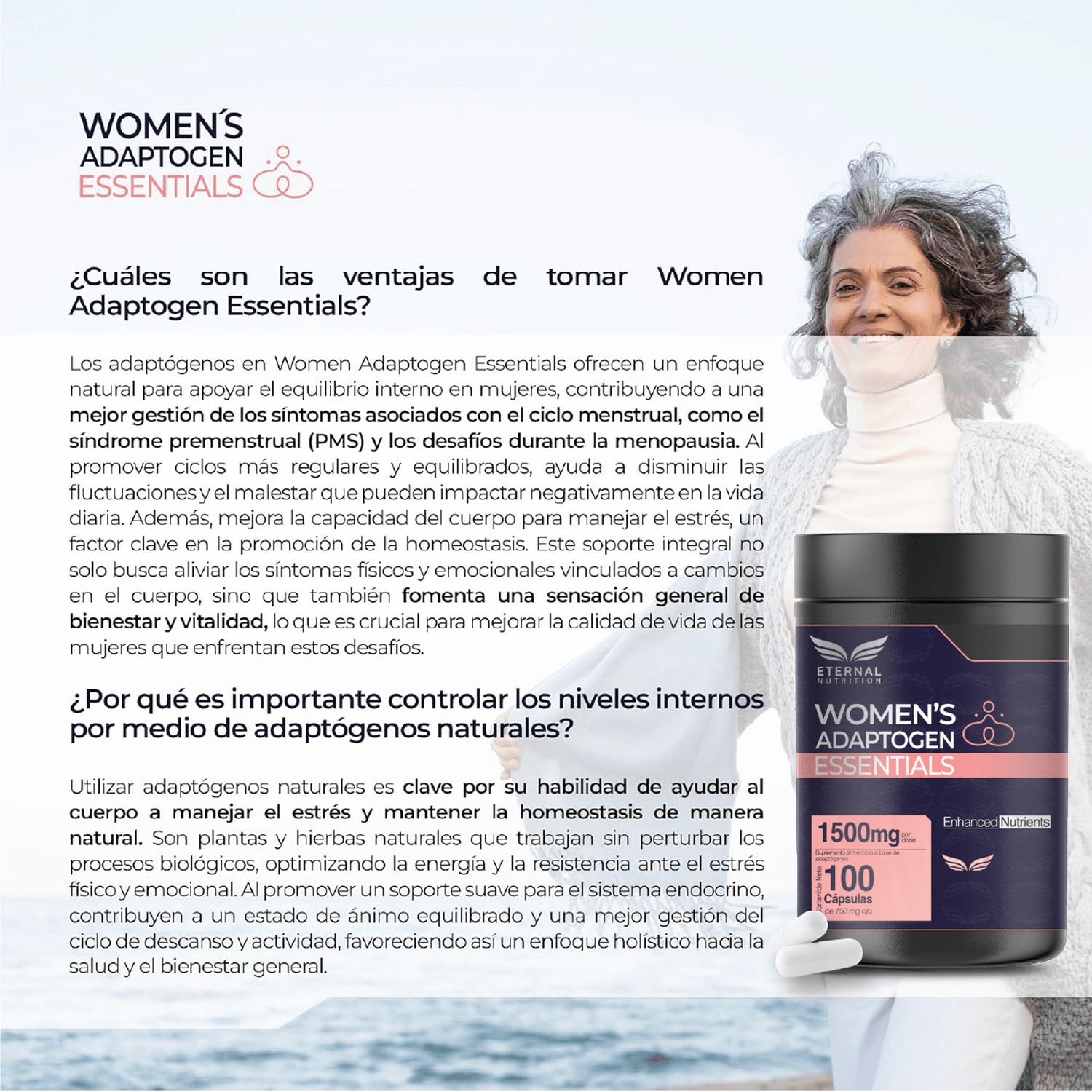 Women's Essentials: Maca y Adaptógenos para Mujer, Schisandra + Shatavari + Reishi, 100 Cápsulas — imagen 6