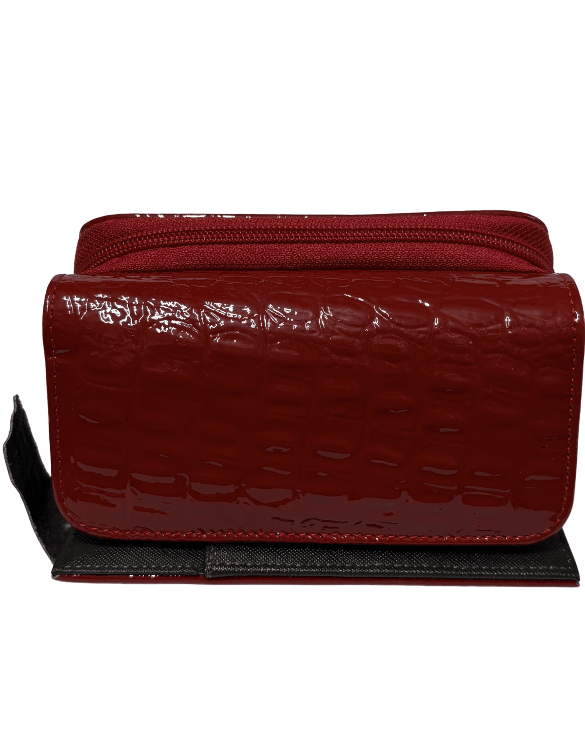 Cartera Para Dama De Charol Roja Grabado Tipo Cocodrilo mini con cierre — imagen 6