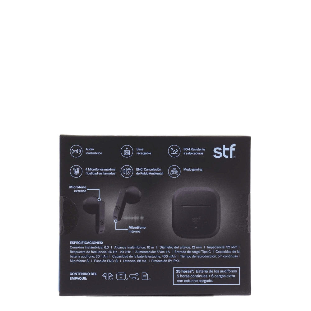 Audífonos Inalámbricos Tws HYRO STF 36hrs Uso ENC Negro — imagen 13