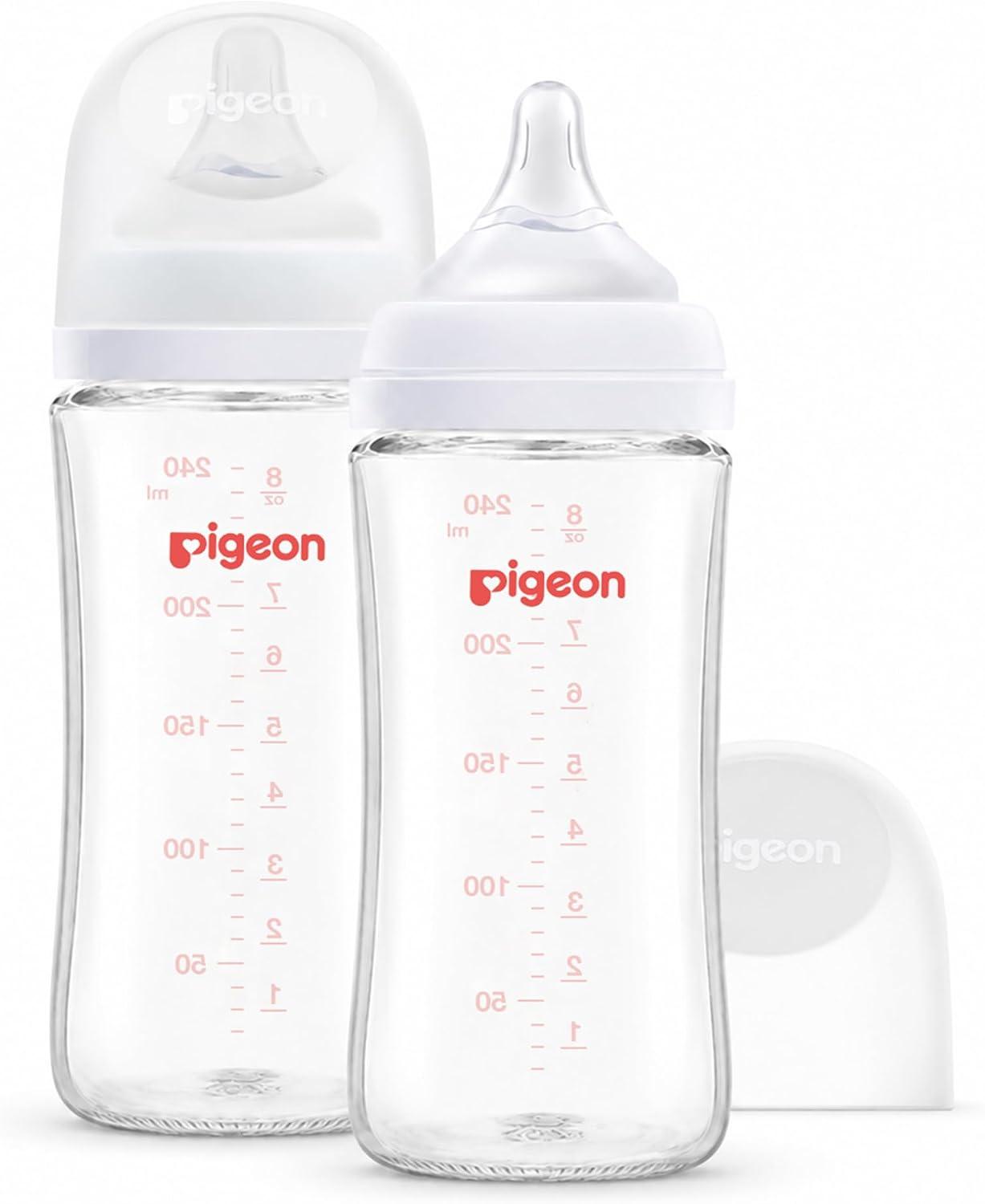 Combo 2 biberones 240ml Vidrio Pigeon Softouch Boca Ancha — imagen 1
