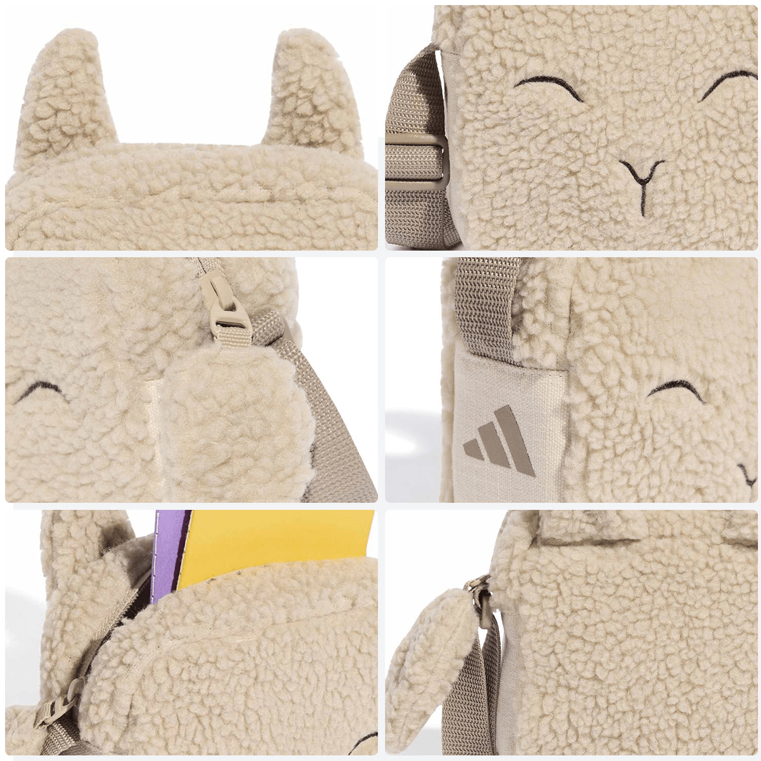 Bolsa Adidas Fleece Kids Niña Café Personaje Infantil — imagen 5