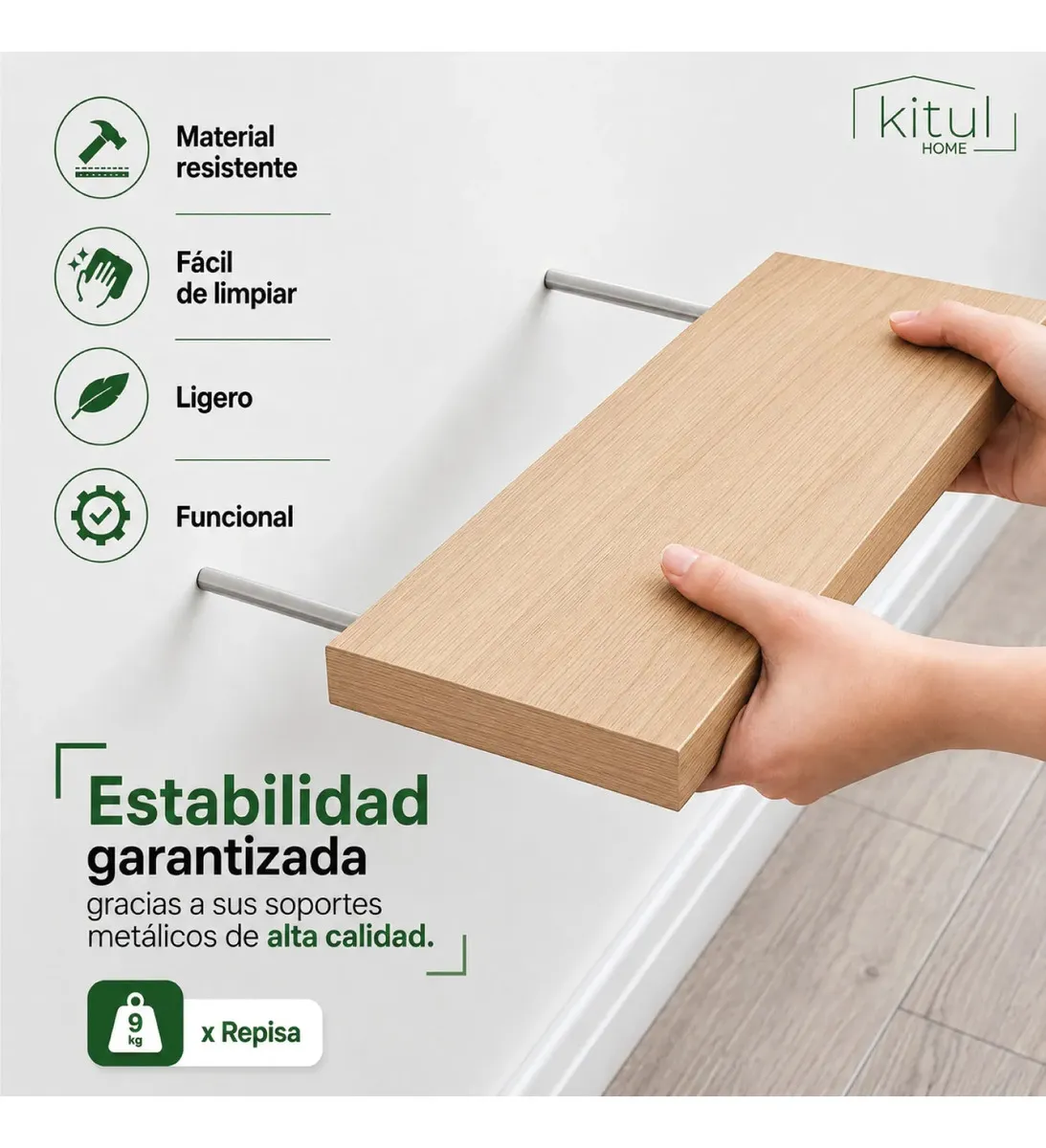 Repisas Flotantes de Madera 30 x 15 cm – Set para Decoración de Pared — imagen 5