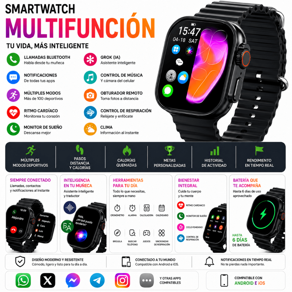 AUDIFONOS G-TIDE FUTURE POD (NEGRO) + SMARTWATCH MICROWEAR U5 — imagen 4