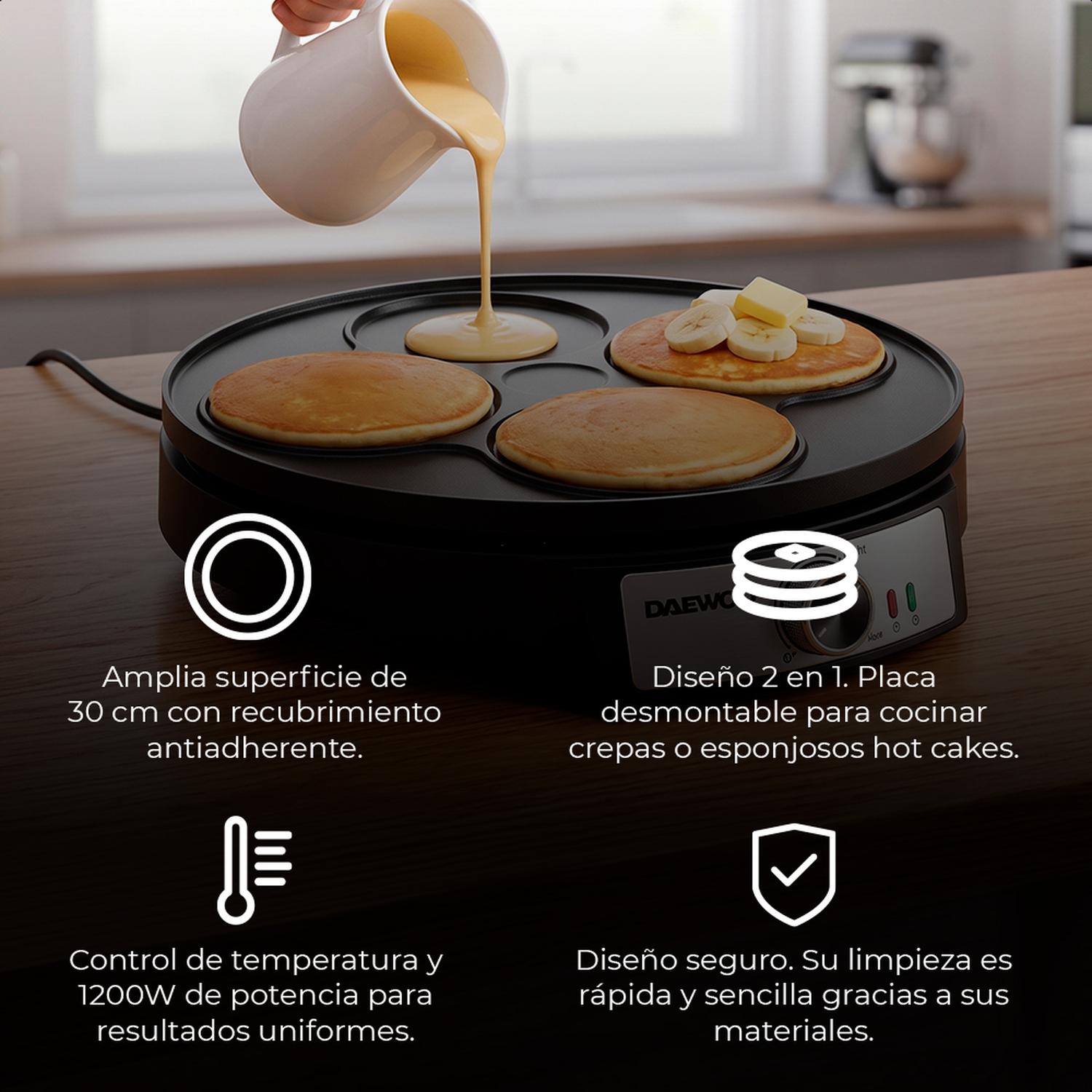 Crepera Eléctrica 2 en 1 Daewoo 30 cm 1200W DCRP-618 Con Accesorios — imagen 5