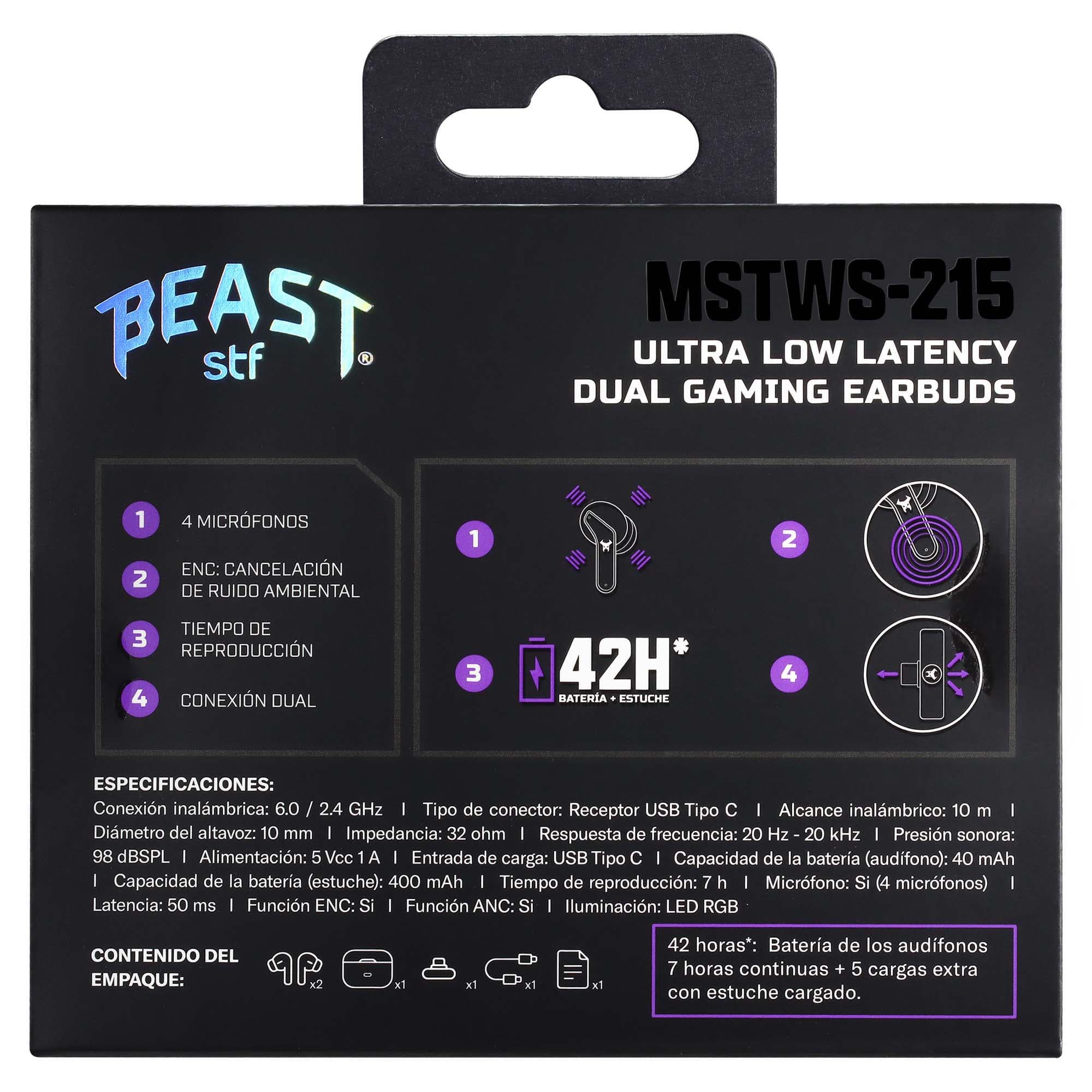 Audífonos Inalámbricos TWS Gamer MSTWS-215 Negro Doble Conexión, Sonido HD y Baja Latencia — imagen 11