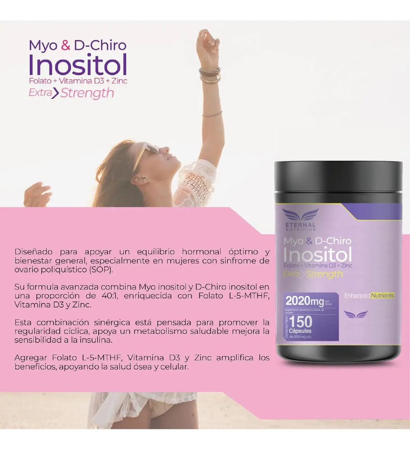 Essentials: Inositol 40:1 Myo & D-Chiro, Folato 5-MTHF + D3 + Zinc, Bienestar Hormonal, 150 Cápsulas — imagen 5