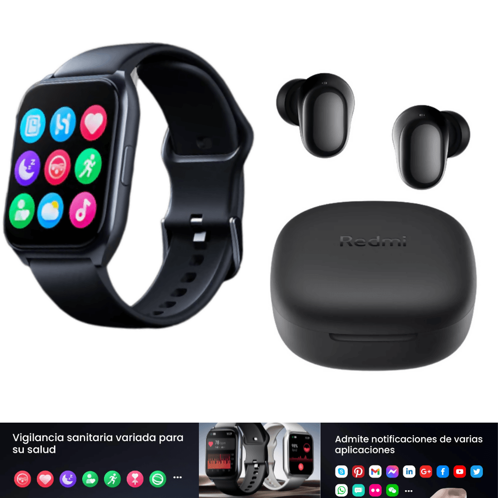 Audífonos Xiaomi redmi buds 6 play bluetooth. + Smartwatch Filwans GTS MINI AZUL. — imagen 2