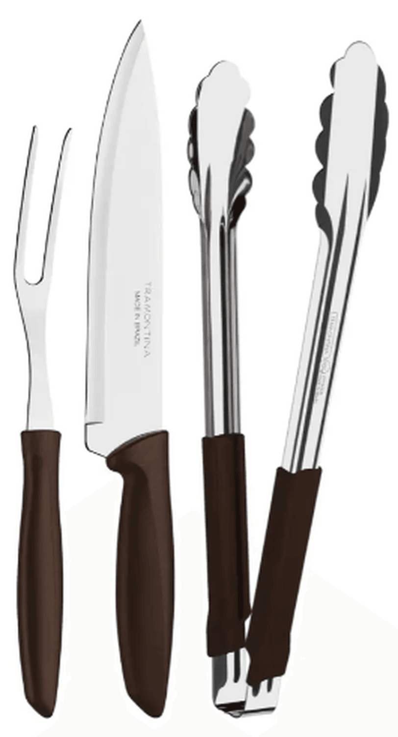 Juego Asado Tramontina 3pzs Acero Inox Negro — imagen 1