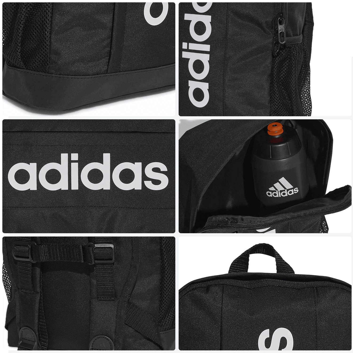 Mochila Adidas Lineal Negro Escolar Original Unisex 18L — imagen 5