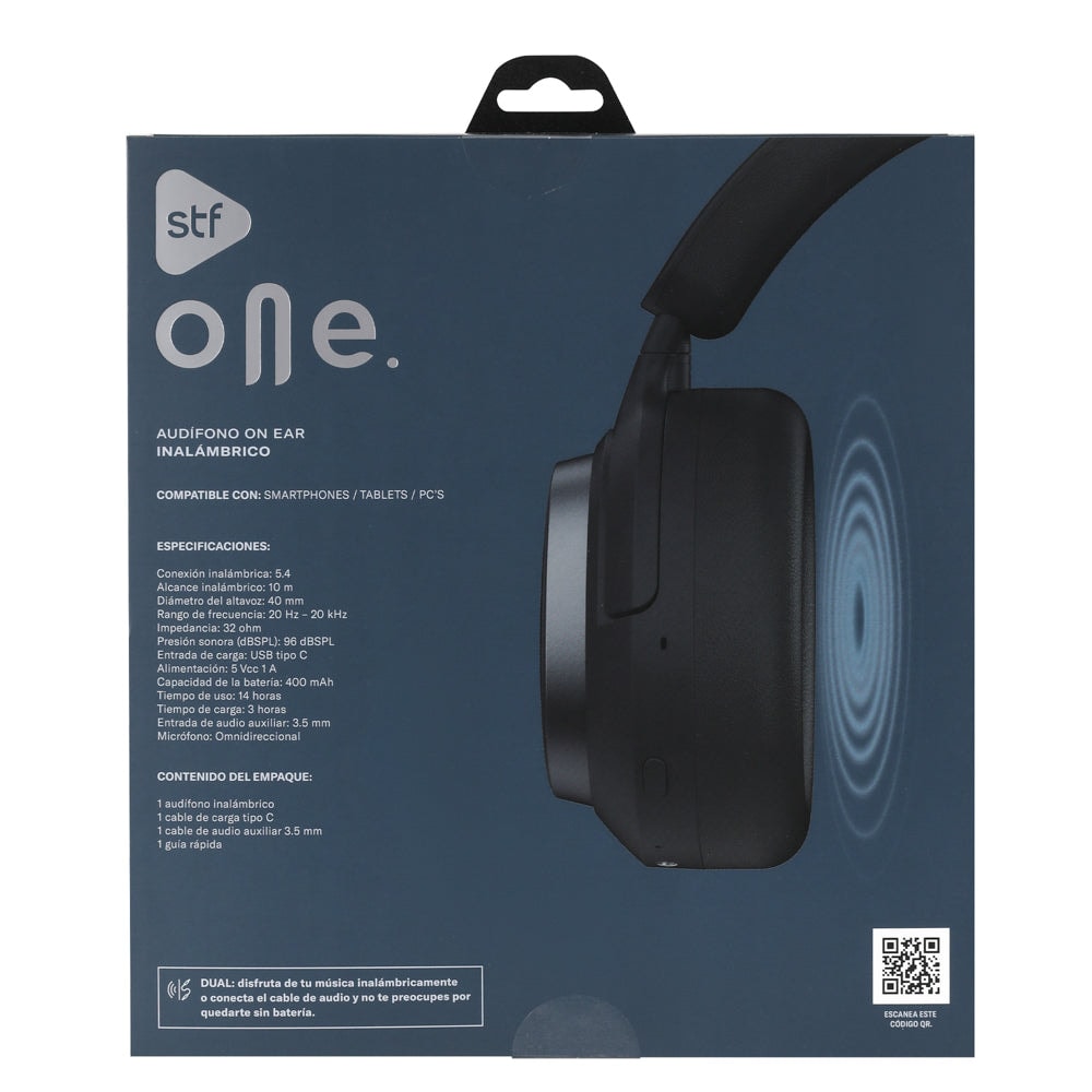 Audifonos Inalámbricos On Ear One STF 14hrs Uso, Negro — imagen 11