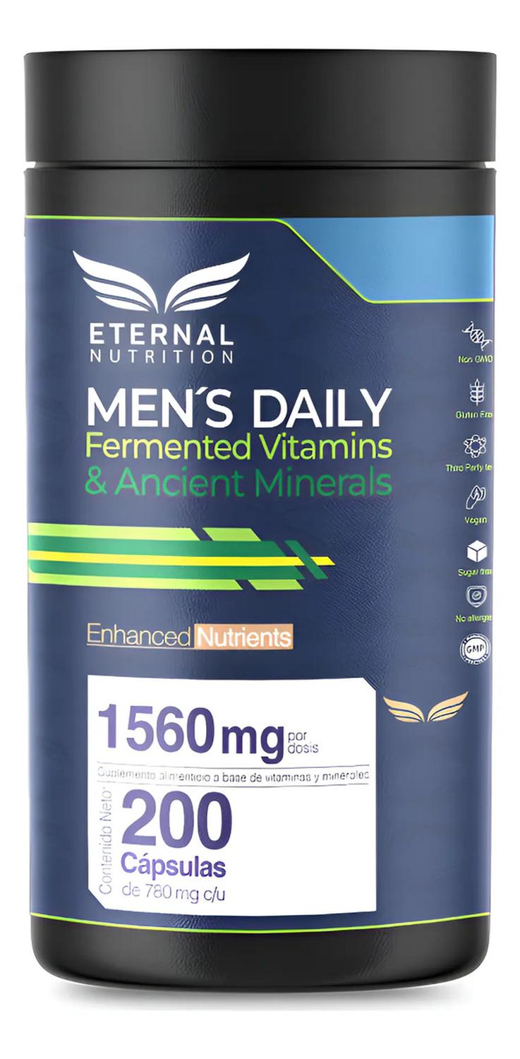 Men's Daily: Multivitamínico 4 en 1: Vitaminas, Minerales, Complejo B y Adaptógenos, 200 Cápsulas — imagen 1