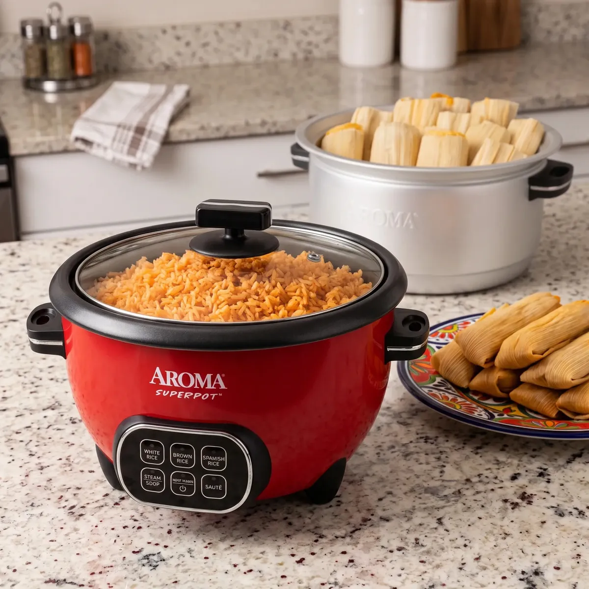 AROMA ARC-1021DR Olla Multifuncional Color Rojo Capacidad De 20 Tazas — imagen 6