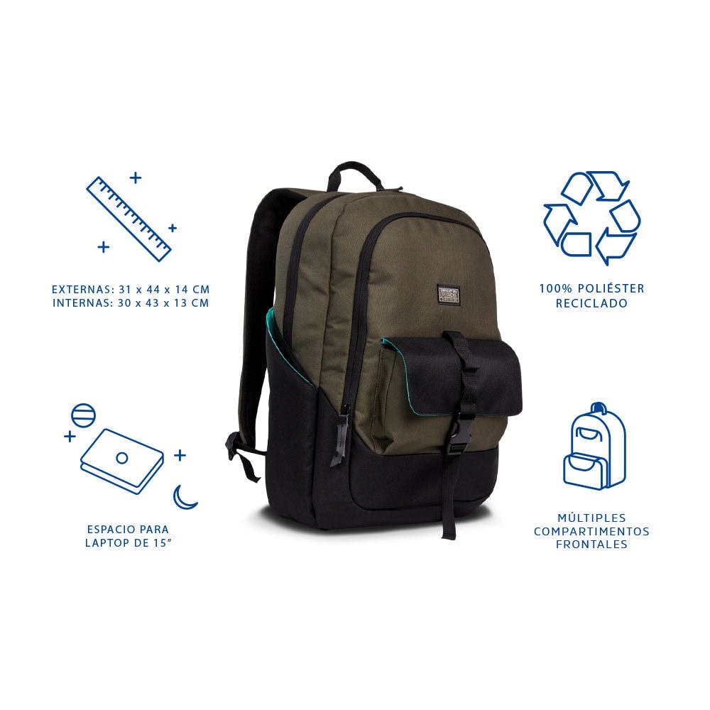 Mochila para laptop ecológica CoolCapital RE3 15" pulgadas reciclado — imagen 7