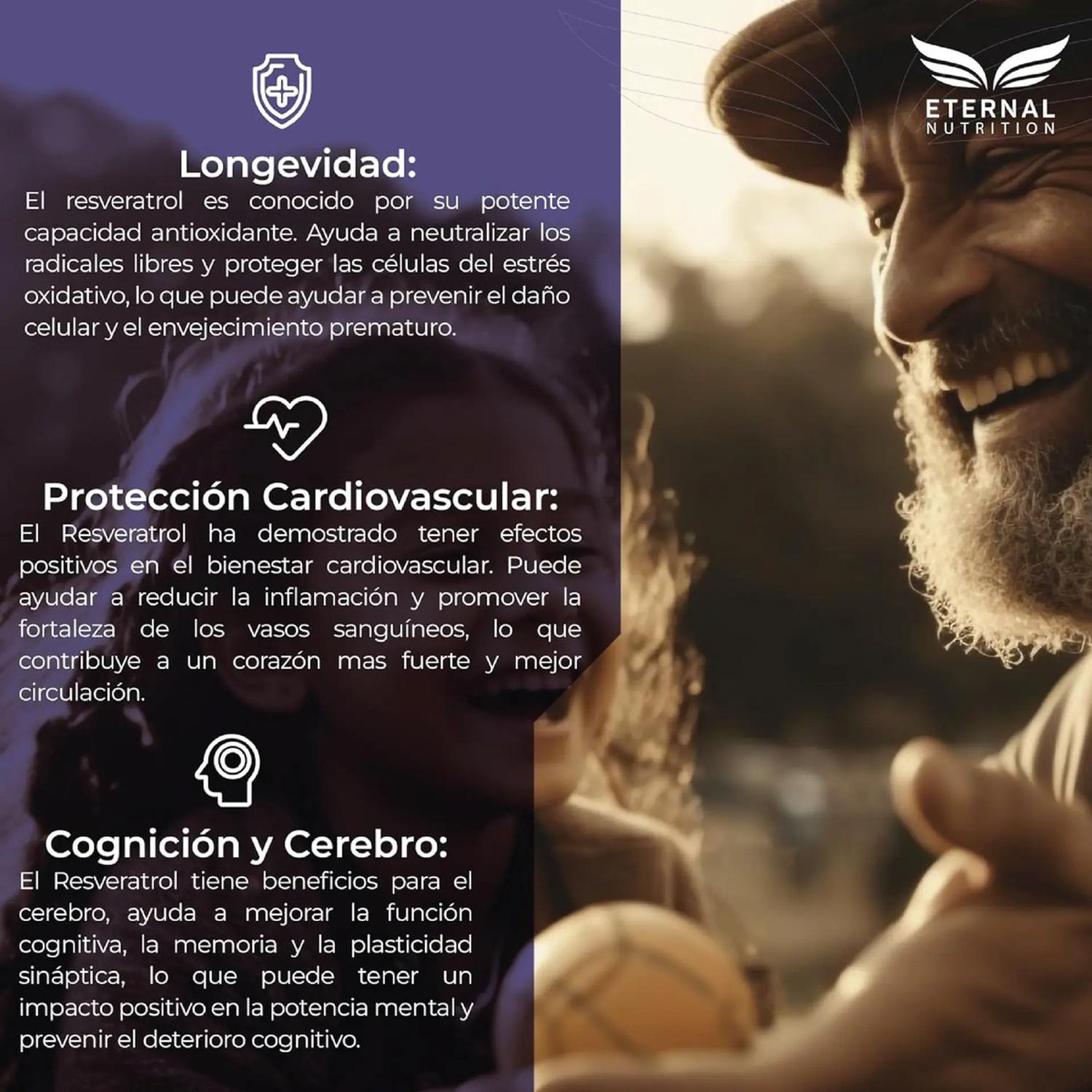 Ultra Pure: Resveratrol 98%, Trans-Resveratrol + Sirtuinas, para Salud Cardiovascular, 300 Cápsulas — imagen 2