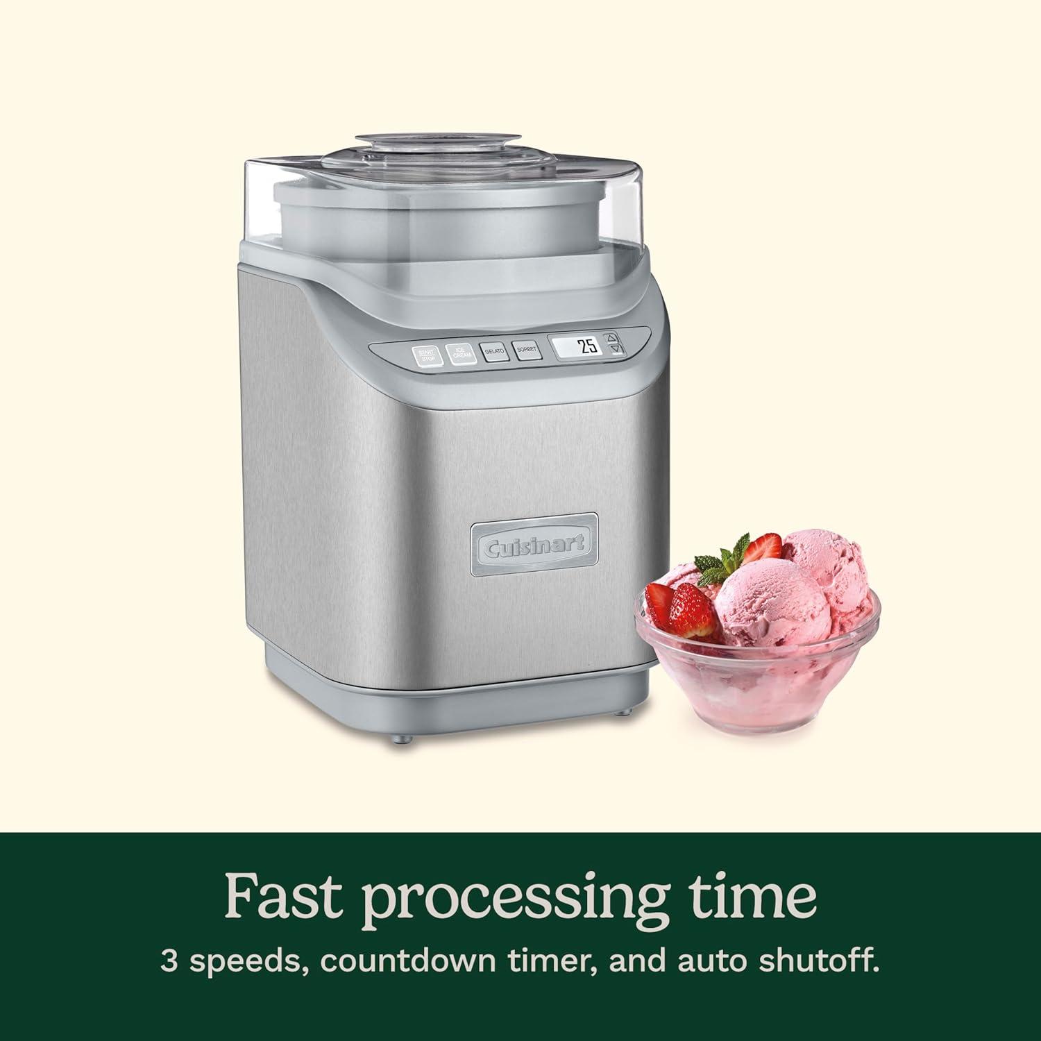 MAQUINA HELADO CUISINART ICE70P1ES PROGRAMABLE 2L ACERO INOX — imagen 4