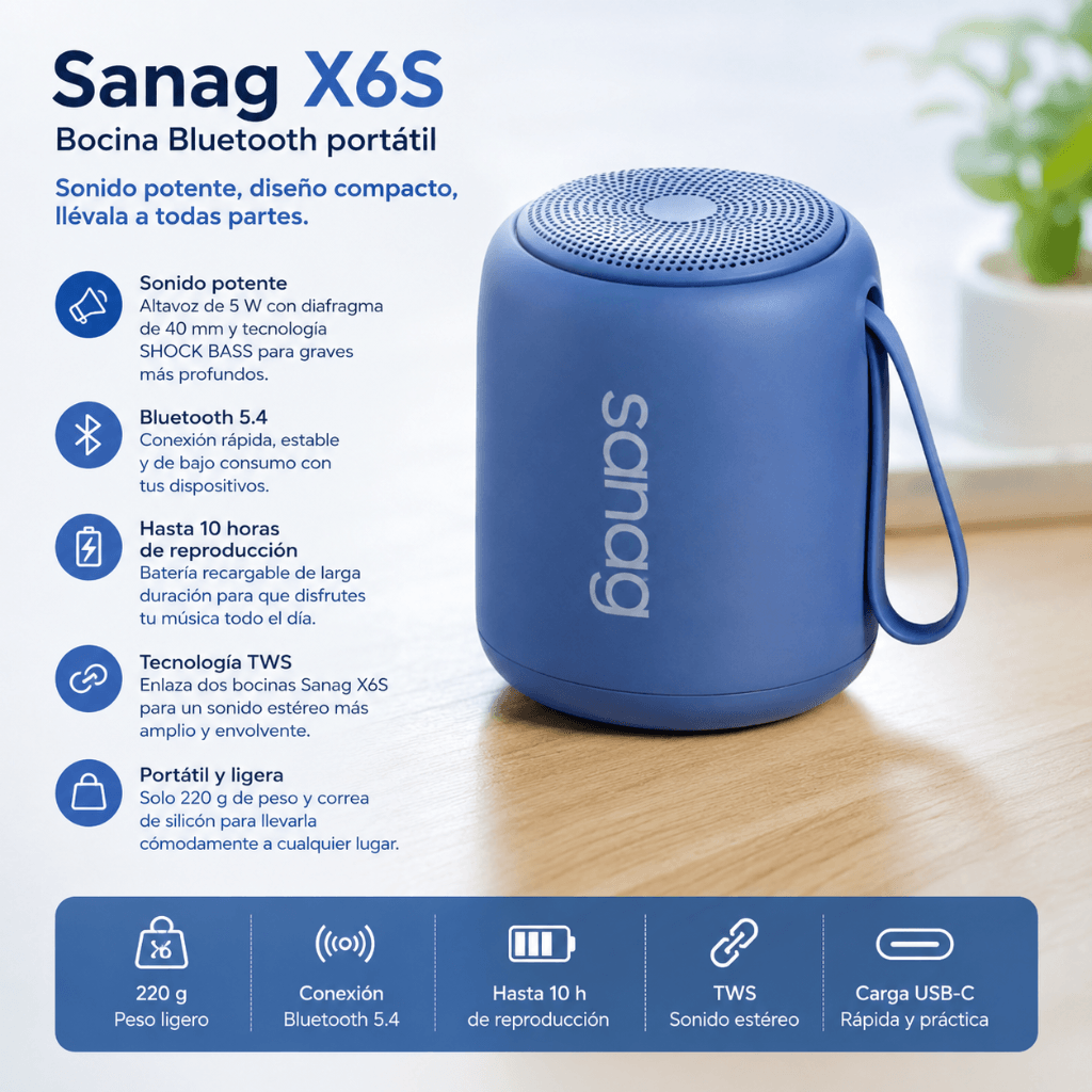 Redmi Watch 5 Active con Llamadas Bluetooth y Hasta 18 Días de Batería + Bocina Sanag X6S EXTRA BASS con Hasta 24 Horas de Reproducción — imagen 8