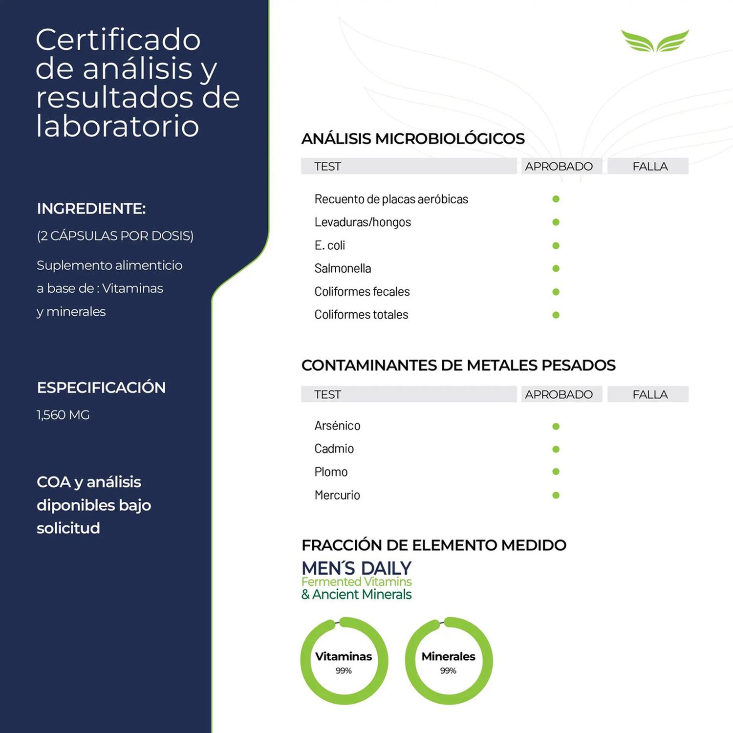 Men's Daily: Multivitamínico 4 en 1: Vitaminas, Minerales, Complejo B y Adaptógenos, 200 Cápsulas — imagen 4