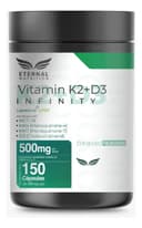 Infinity: Vitamina D3 + K2 Liposomal, K2 MK4+MK7 + D3 + MCT + Folato, para Salud Ósea, 150 Cápsulas