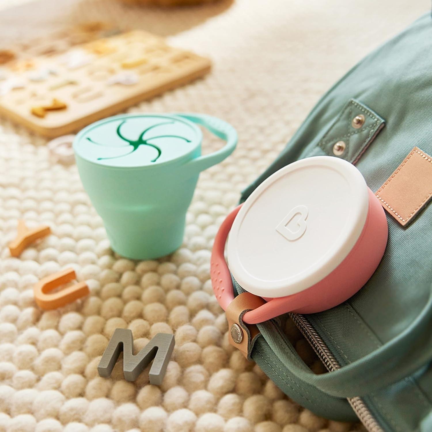 Contenedor Alimentos Munchkin Silicona Con Tapa Plegable Con Asa Para Colgar Bebé Menta 6m+ — imagen 7