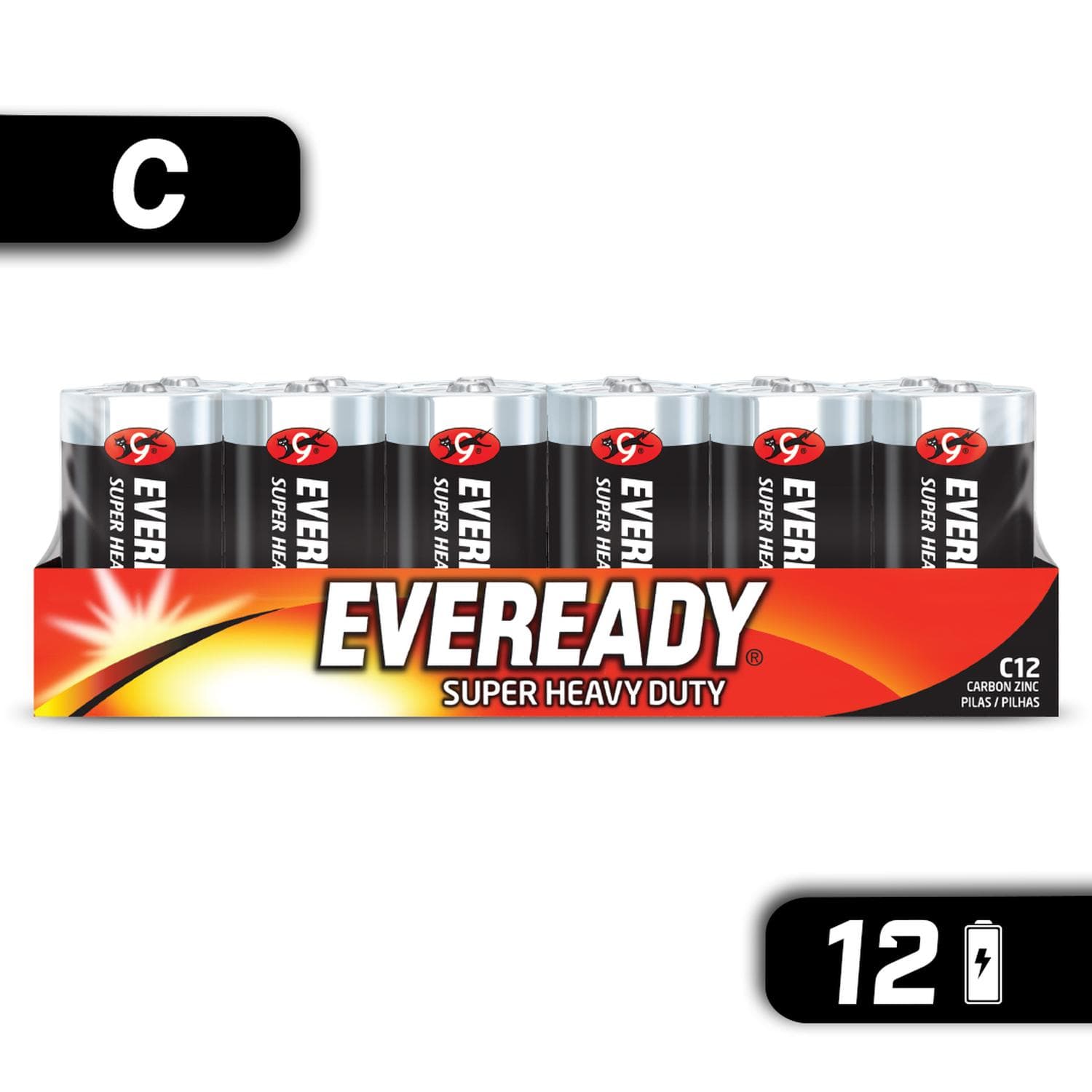 Pila Eveready Carbon Zinc C Charola Con 12 1.5v — imagen 2