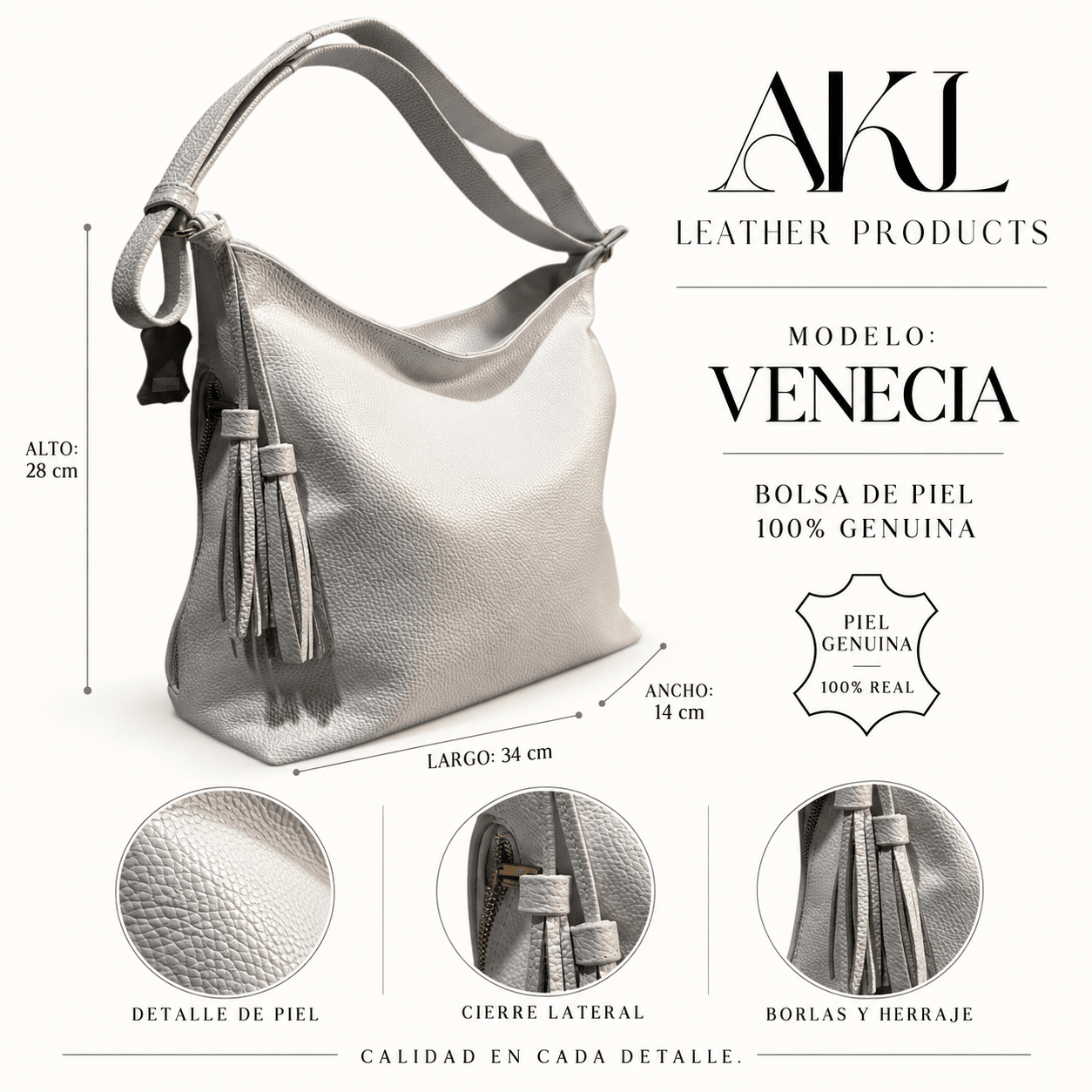 Bolsa De Piel Suave Ejecutiva Para Mujer Venecia — imagen 2