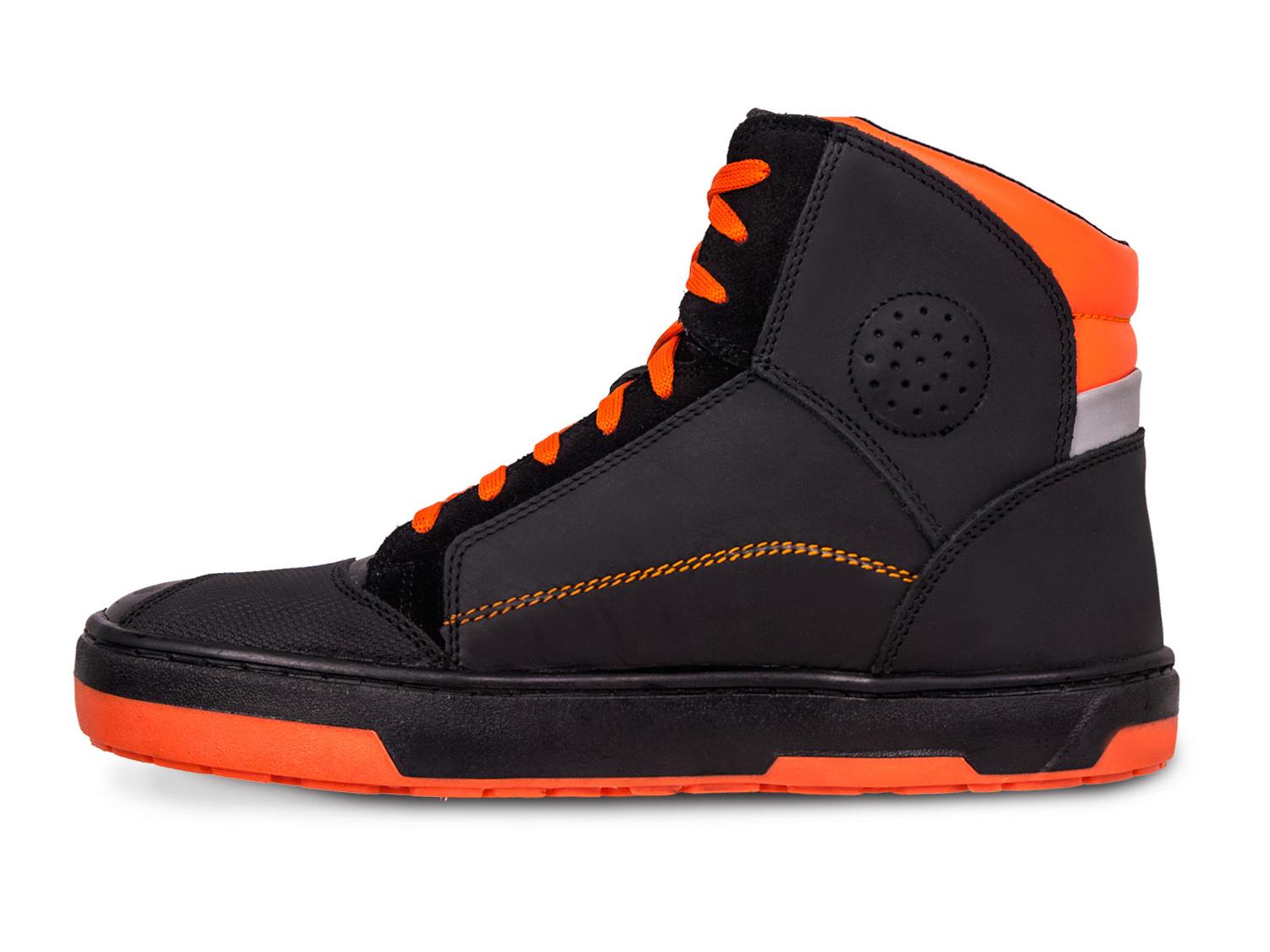 Tenis Motociclista Hombre Botin Moto Biker Wkl 80202 Ngo/Naranja — imagen 5