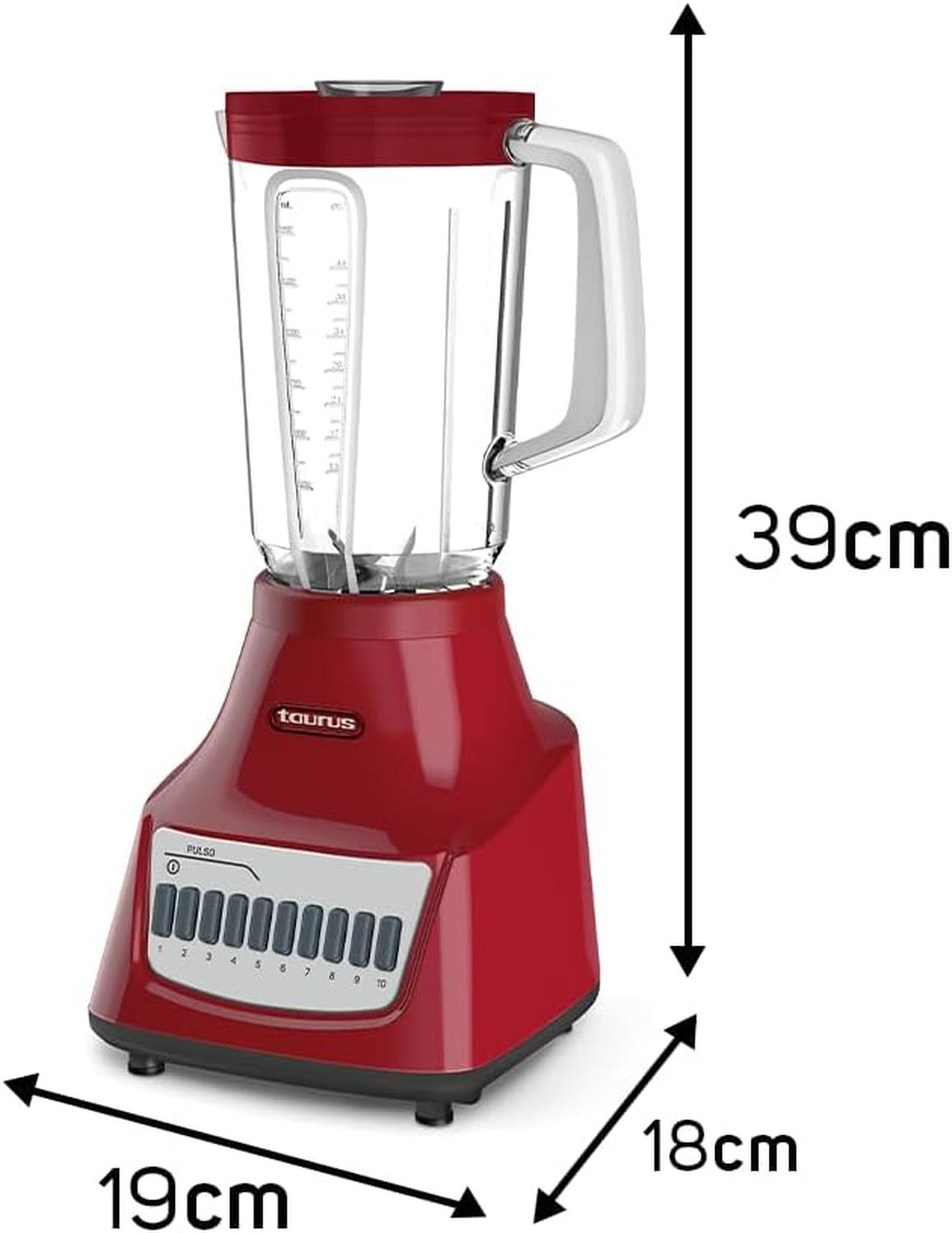 LICUADORA TAURUS POTENZA ROUGE 10 VEL VIDRIO 750W 1.5 LT — imagen 2