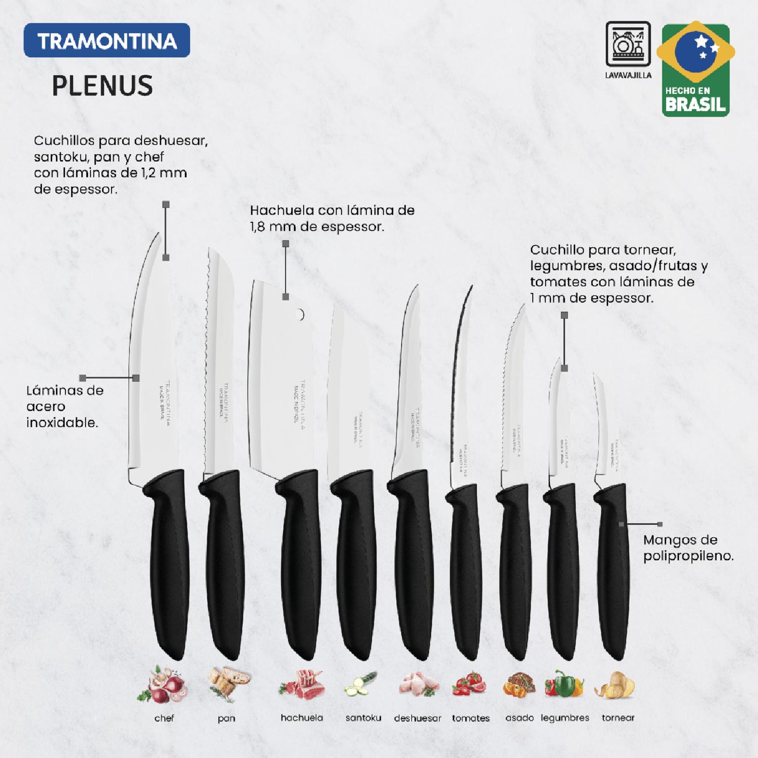 Juego De Cuchillos Tramontina 9 Piezas Plenus 23498050 — imagen 2