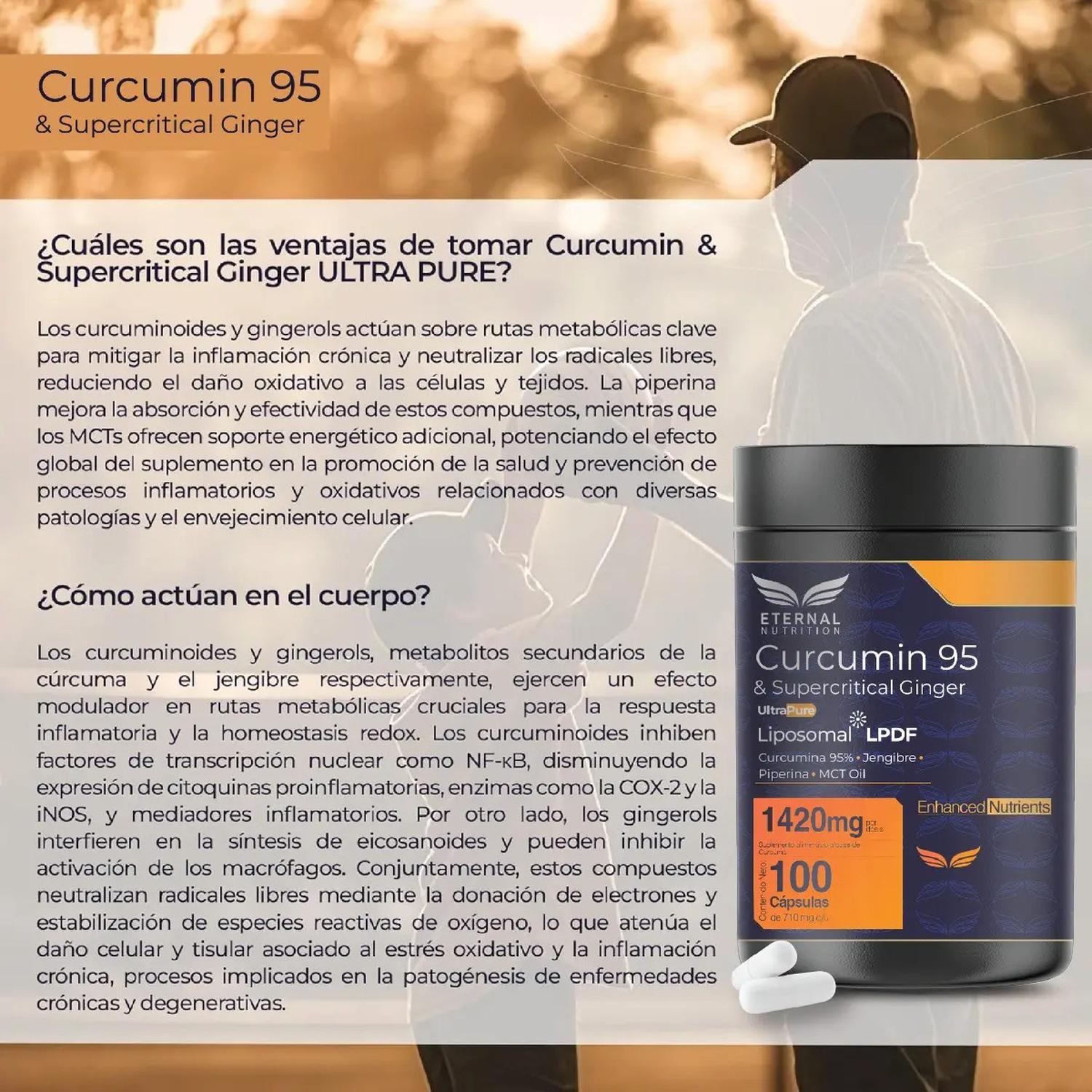 Essentials: Cúrcuma 95%, Jengibre Supercrítico + Piperina, Antiinflamatorio Natural, 100 Cápsulas — imagen 2