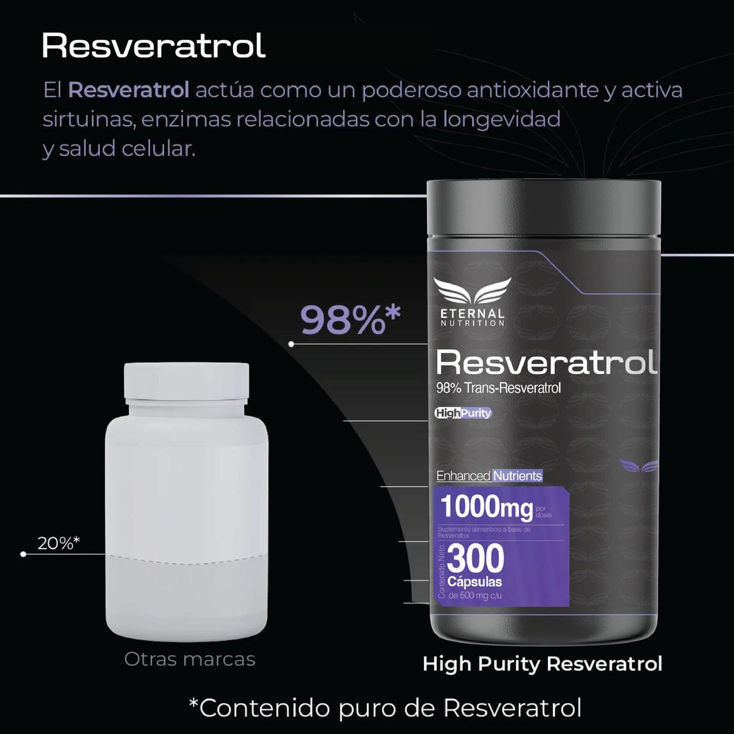 Ultra Pure: Resveratrol 98%, Trans-Resveratrol + Sirtuinas, para Salud Cardiovascular, 300 Cápsulas — imagen 4