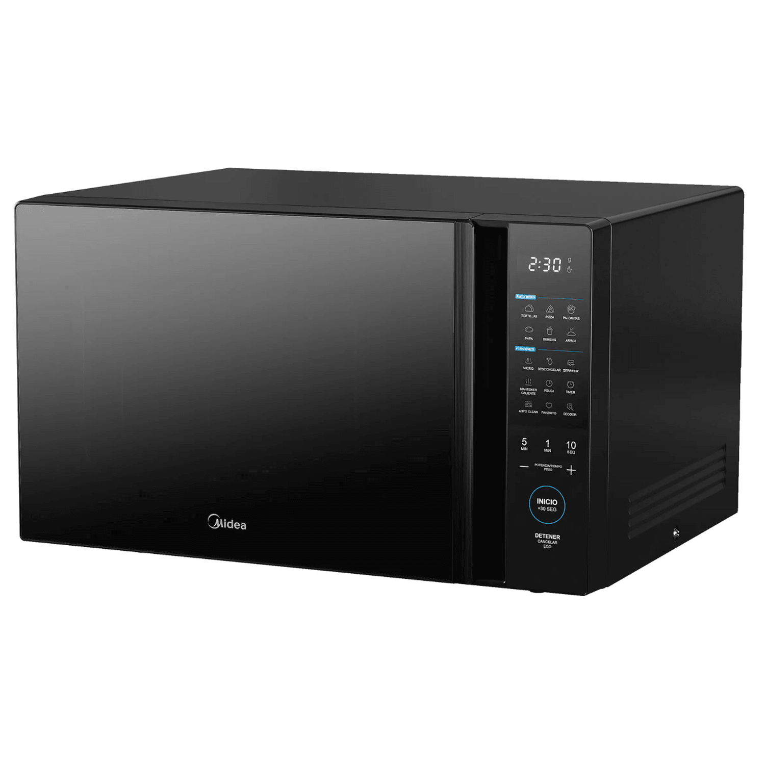 Microondas Midea 40L Manija Oculta Puerta Espejo Negro — imagen 2