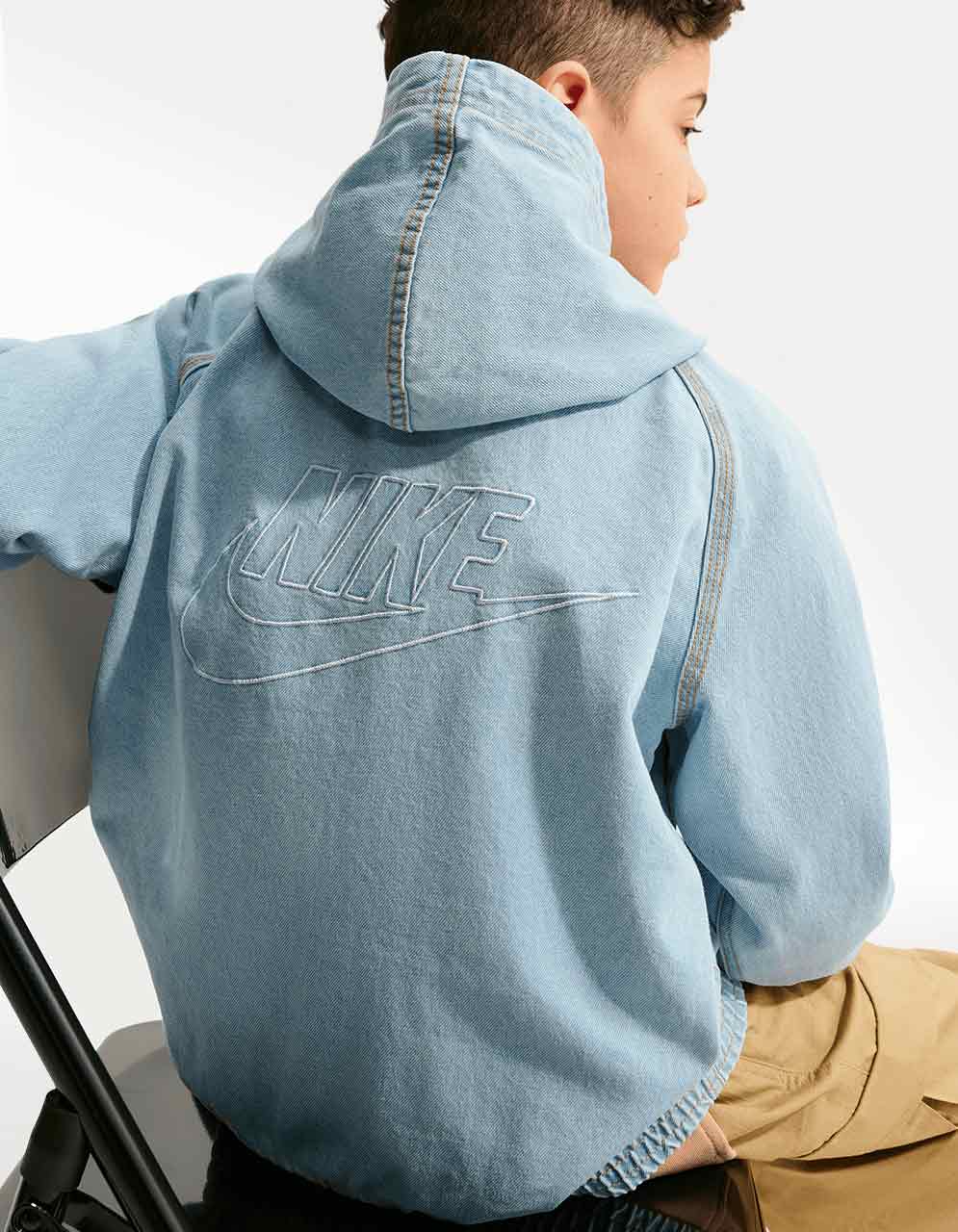 Chamarra Nike NSW WR Denim FZ Azul - Niño — imagen 5