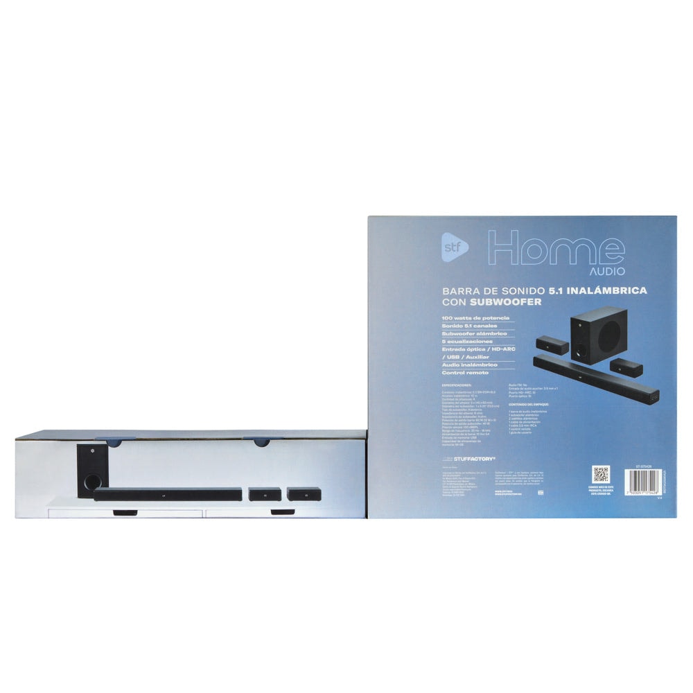 Barra de Sonido Home Audio 5.1 STF Subwoofer Alambrico 90W HDMI / OPTICO / 3.5mm AUX / USB — imagen 12