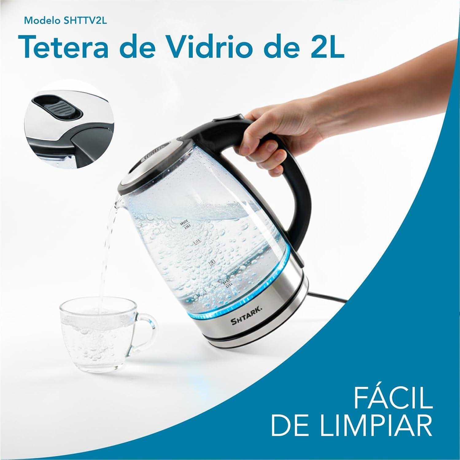 Hervidor Eléctrico de Vidrio Shtark 2 L con Luz LED Azul 1000 W — imagen 4