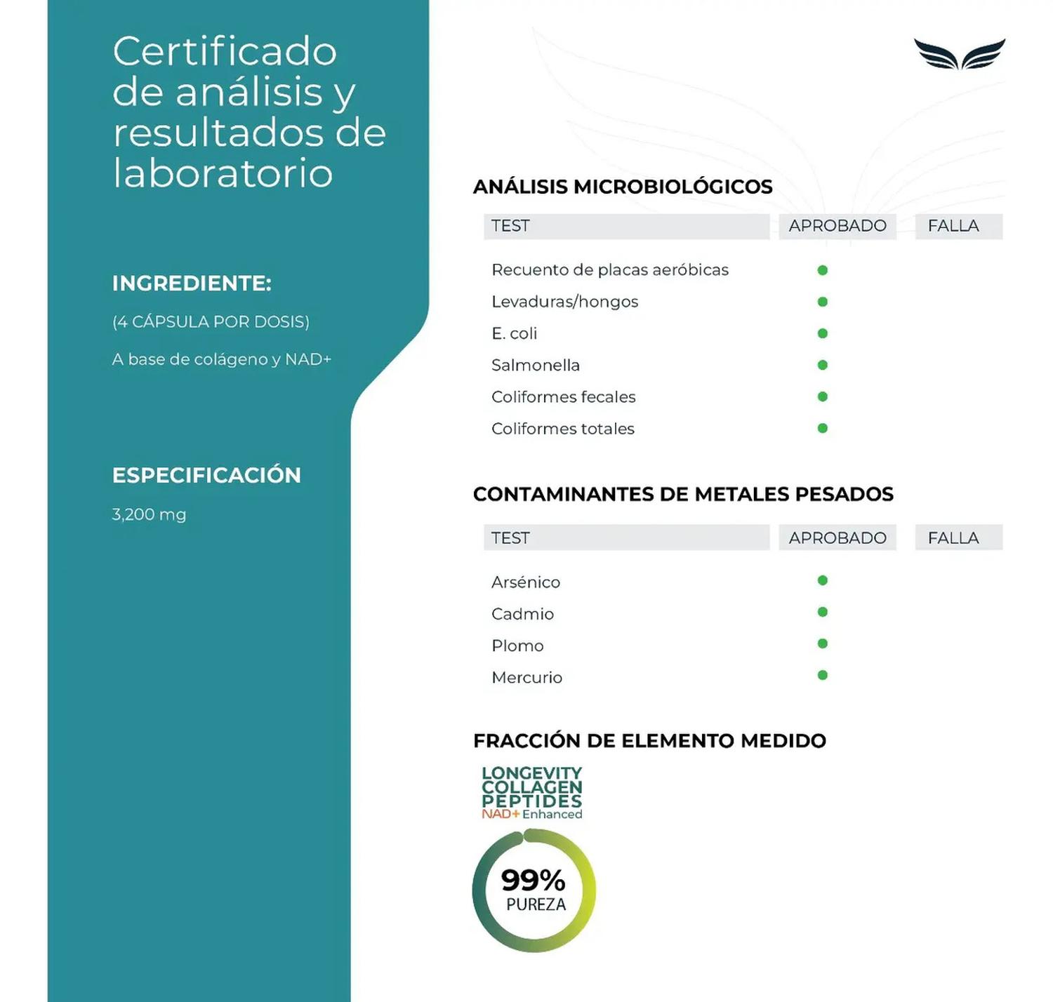 Longevity: Colágeno Hidrolizado + NAD+, Péptidos Tipos I, II, III, V y X, 150 Cápsulas — imagen 4