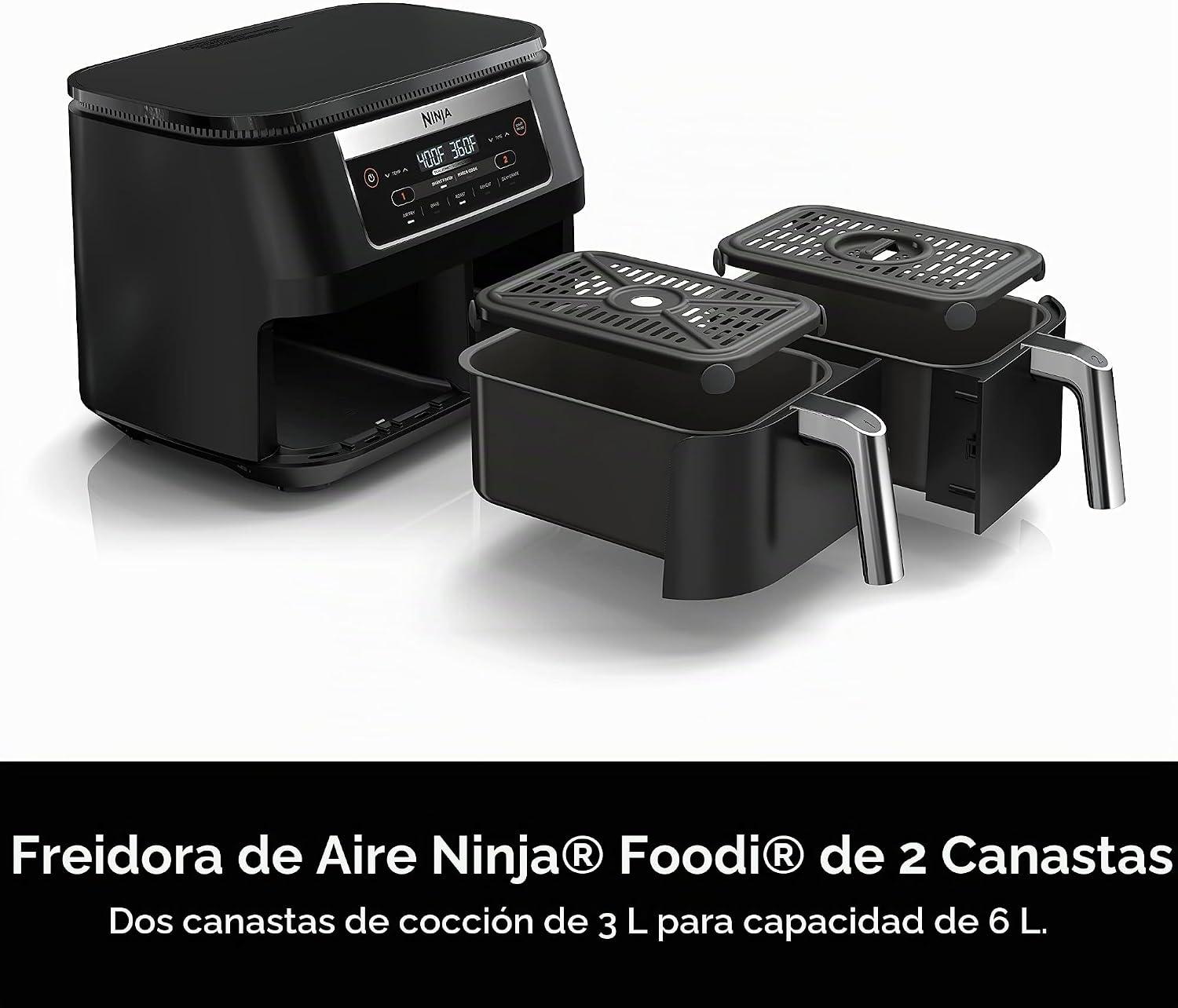 Freidora de Aire Doble Zona Ninja DZ090 Foodi 5 en 1 5.6 L Negra — imagen 9
