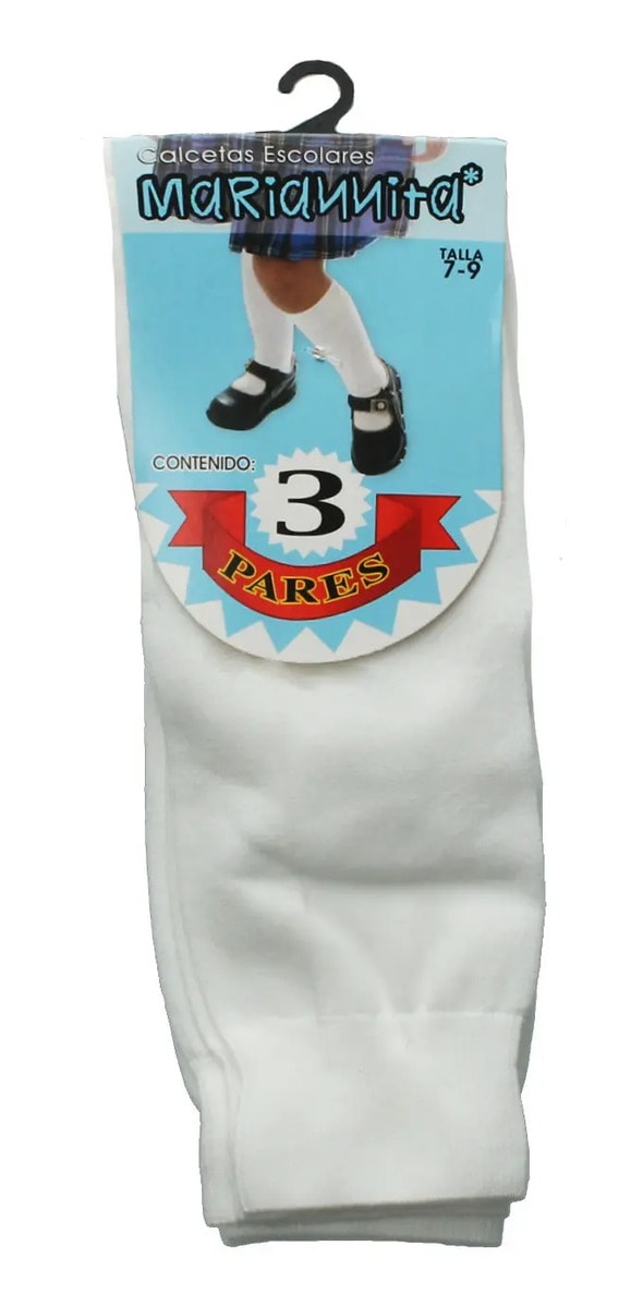 Calceta Bonetera Niña Escolar Larga Colegio Blanco Infantil T7-9 — imagen 6