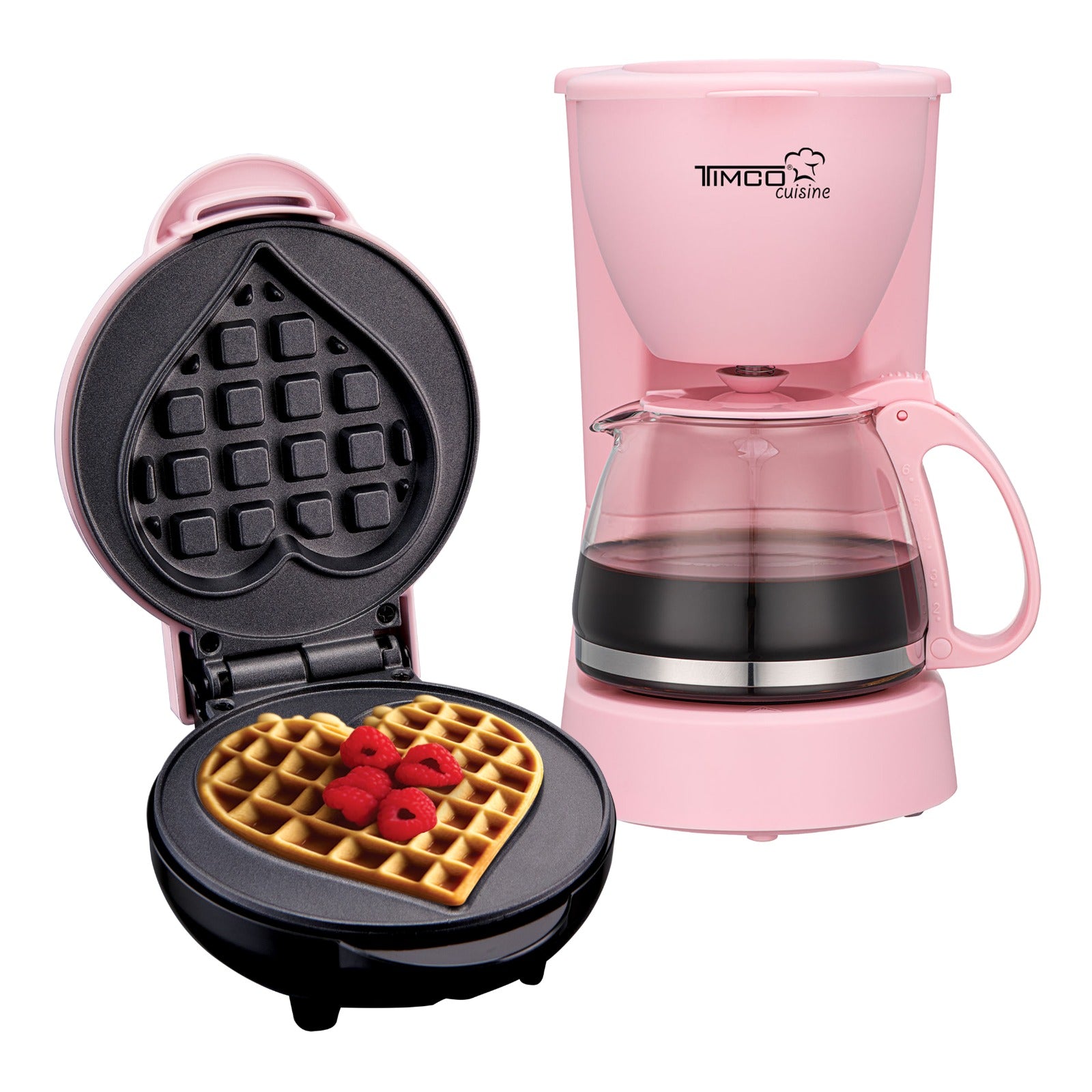 Combo Cafetera 750 ml Filtro Permanente Antigoteo + Waflera Eléctrica Antiadherente Waffles en Forma de Corazón TIMCO COM-DES1 — imagen 4