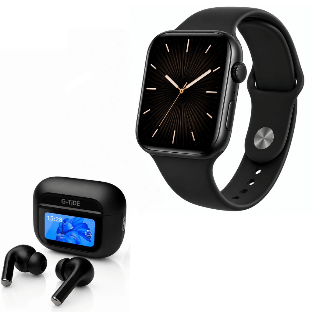 SMARTWATCH MICROWEAR S11 + AUDIFONOS G-TIDE OWS8 NEGRO — imagen 2
