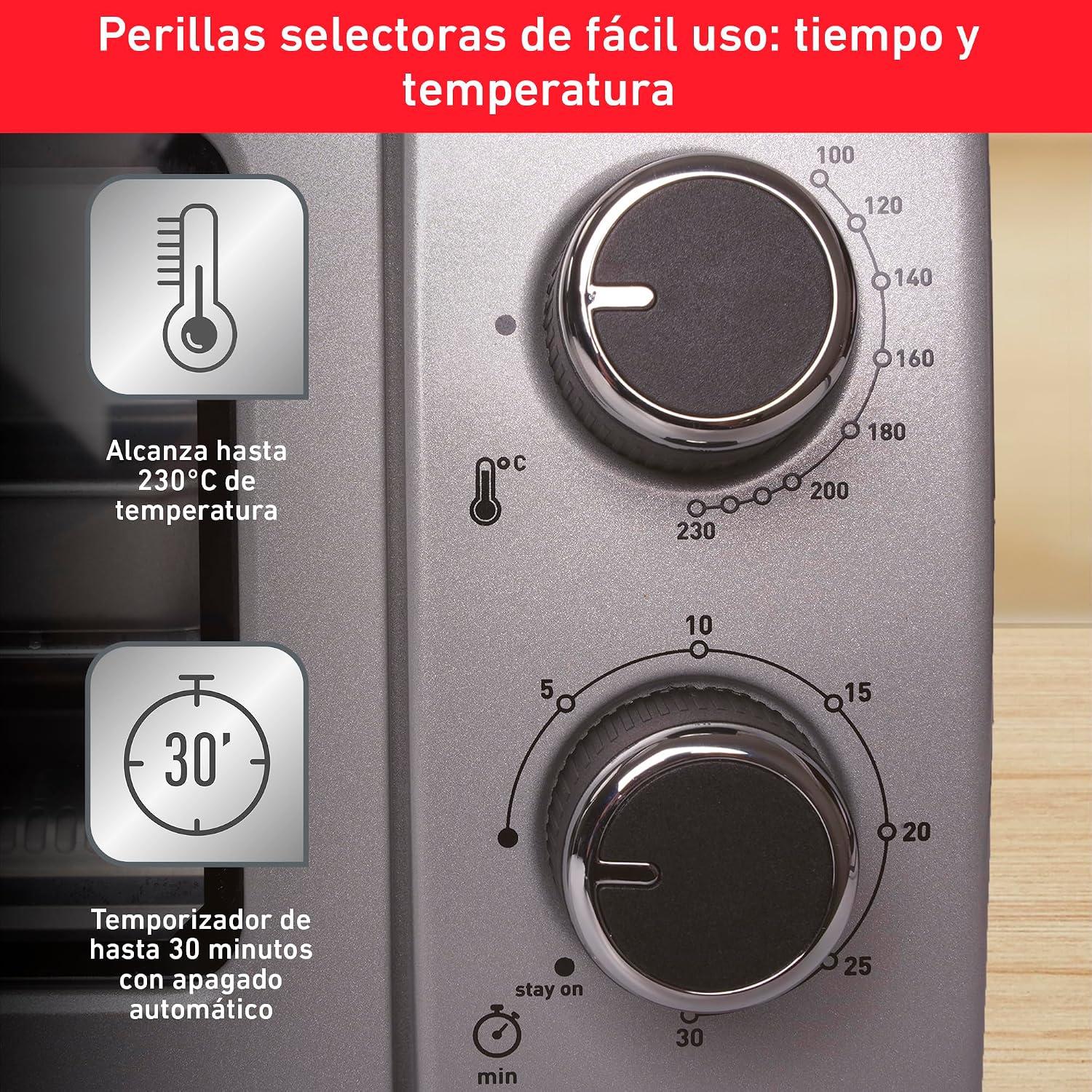 Horno Tostador Mini T-fal OF500EMX 9 L 4 Rebanadas 800 W — imagen 4